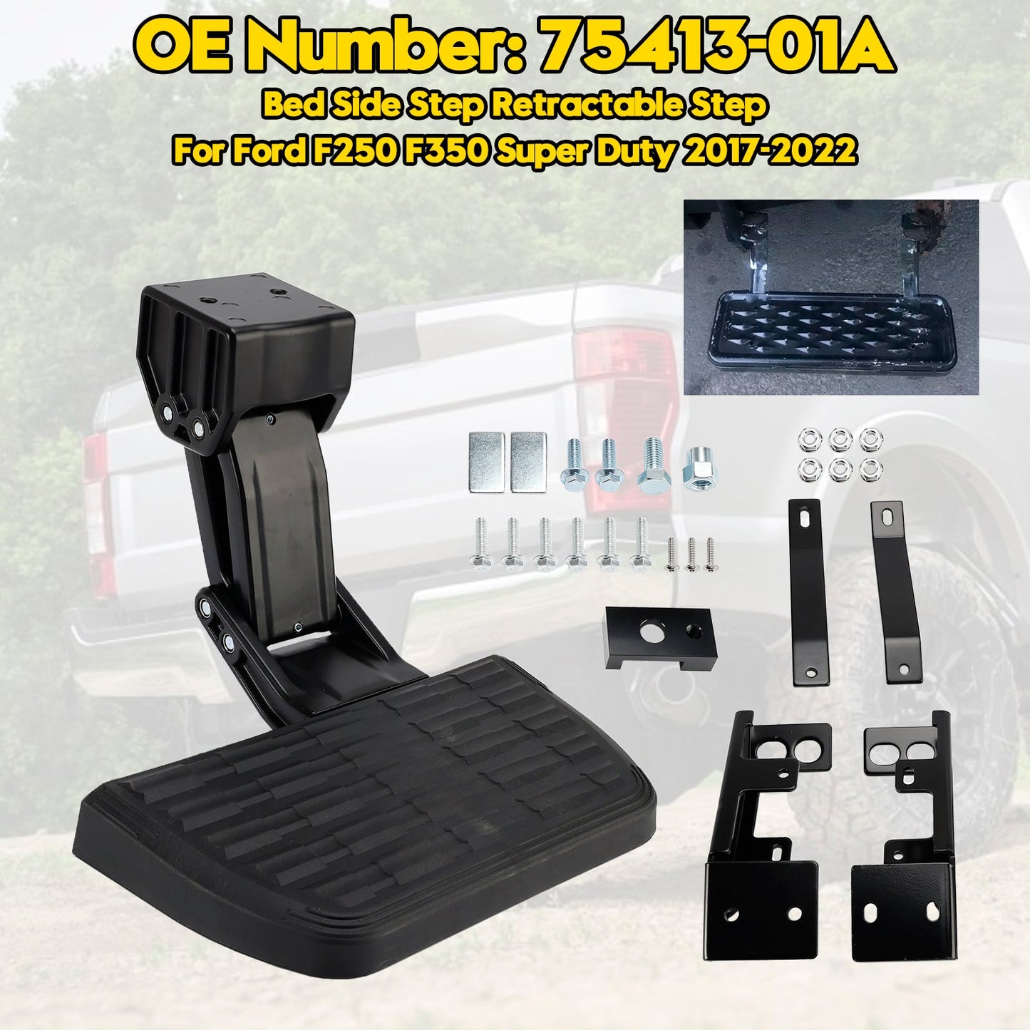 Bed Side Step Retractable Step 75413-01A For Ford F250 F350 Super Duty 2017-2022