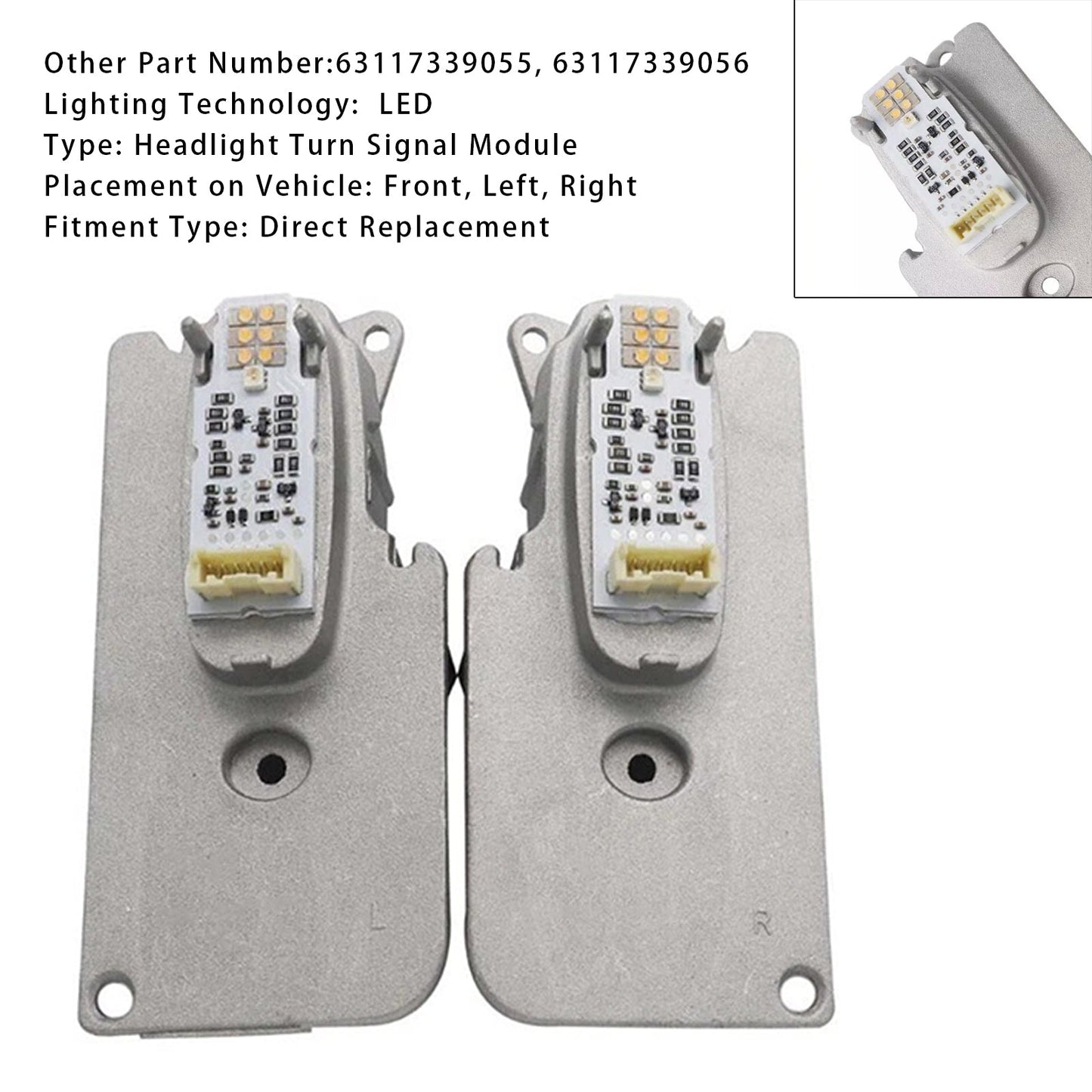 2X LED Headlight Module 63117339055 63117339056 For BMW 7 Series F01 F02 LCI