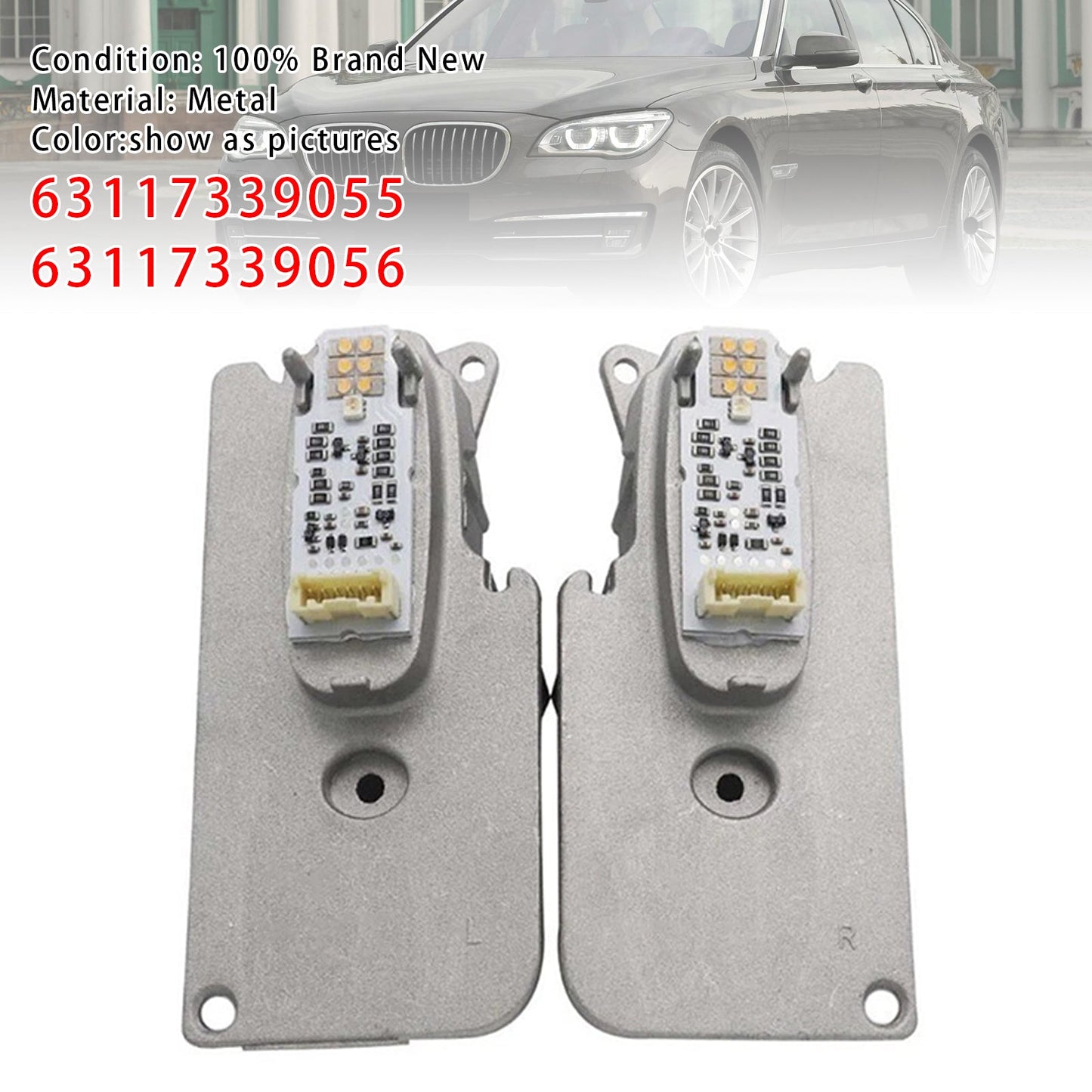 2X LED Headlight Module 63117339055 63117339056 For BMW 7 Series F01 F02 LCI