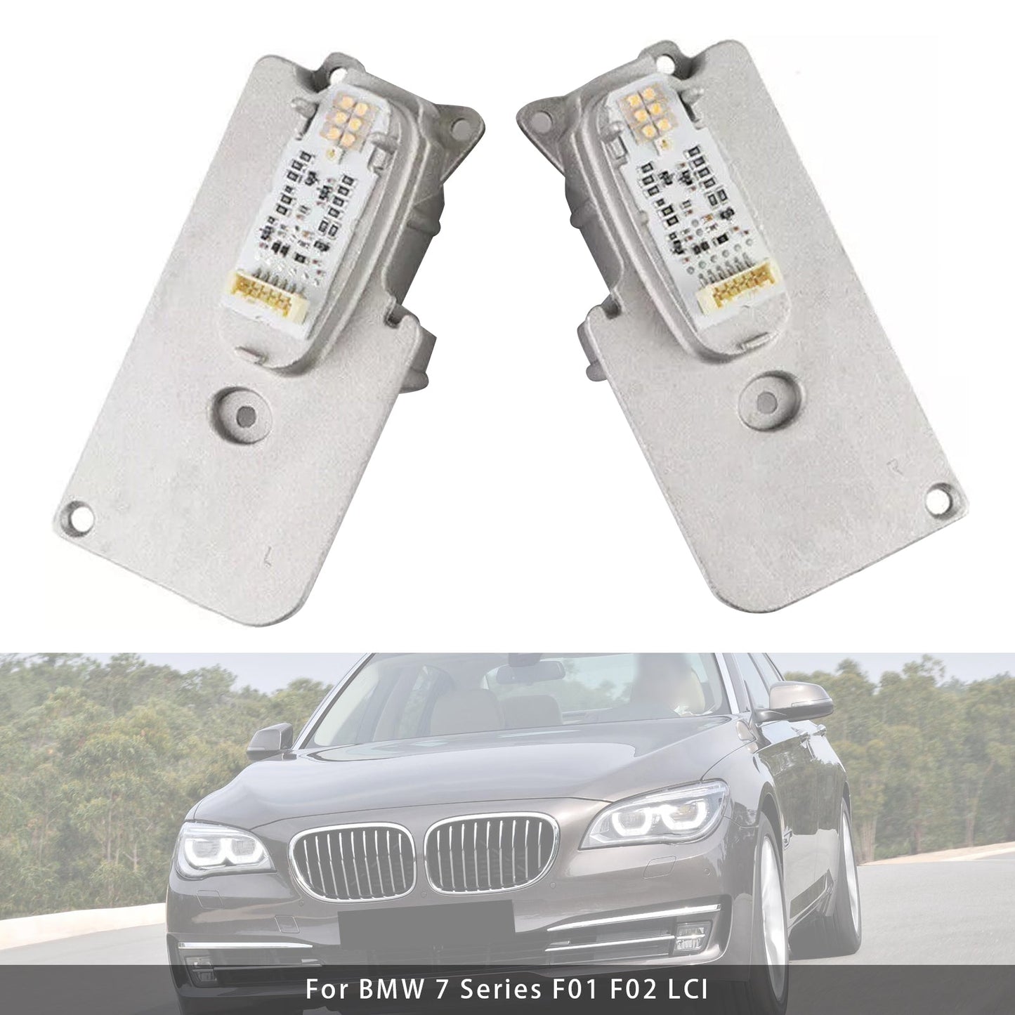 2X LED Headlight Module 63117339055 63117339056 For BMW 7 Series F01 F02 LCI