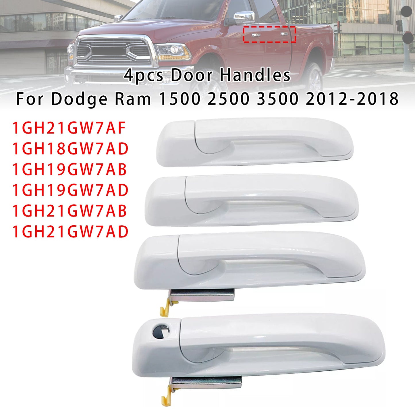 2012-2018 Dodge Ram 1500 2500 3500 4pcs Door Handles 1GH21GW7AF 1GH18GW7AD