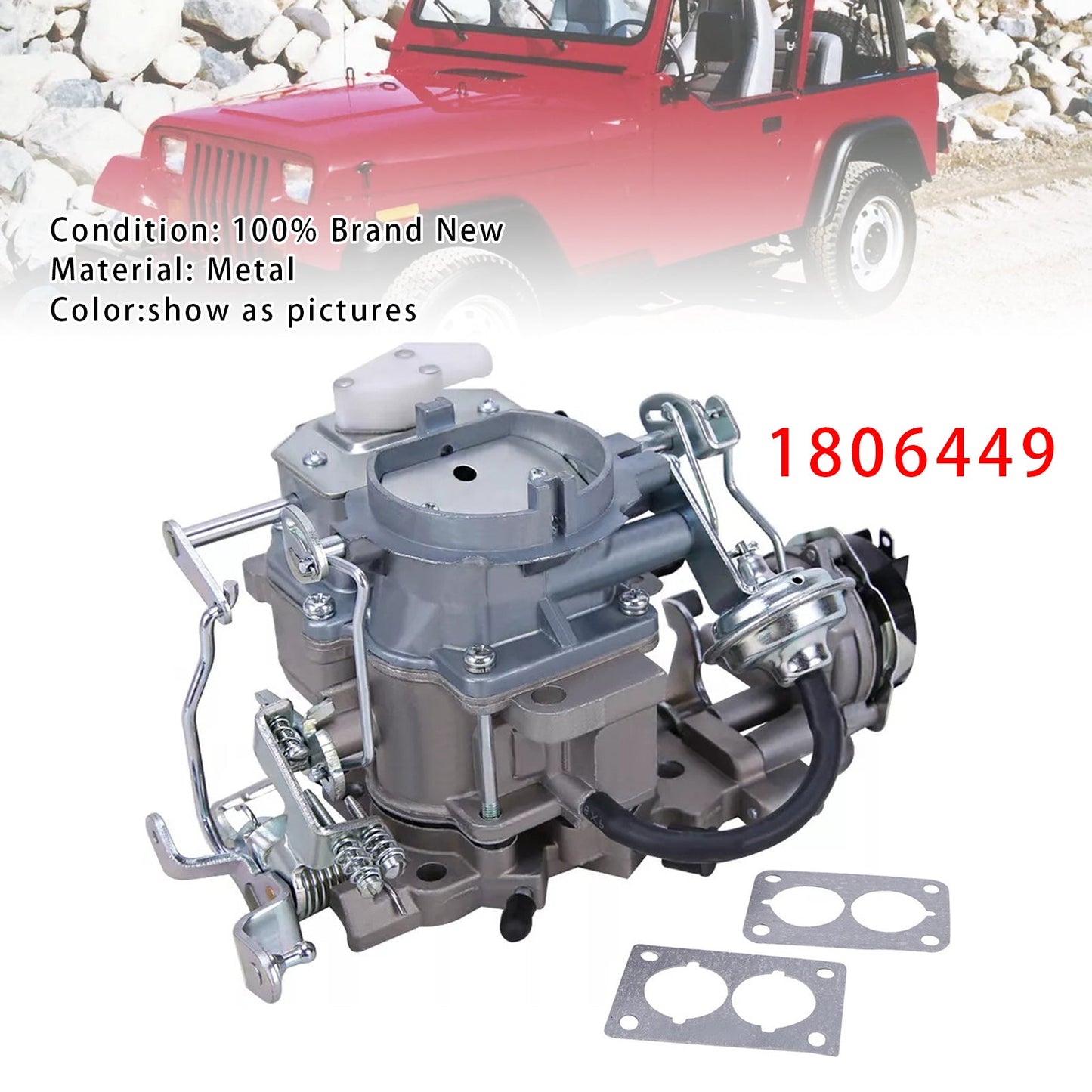 2 BBL Carburetor 1806449 For Jeep 258 4.2L CJ5 CJ7 1979-86 Wagoneer BBD Electric Choke