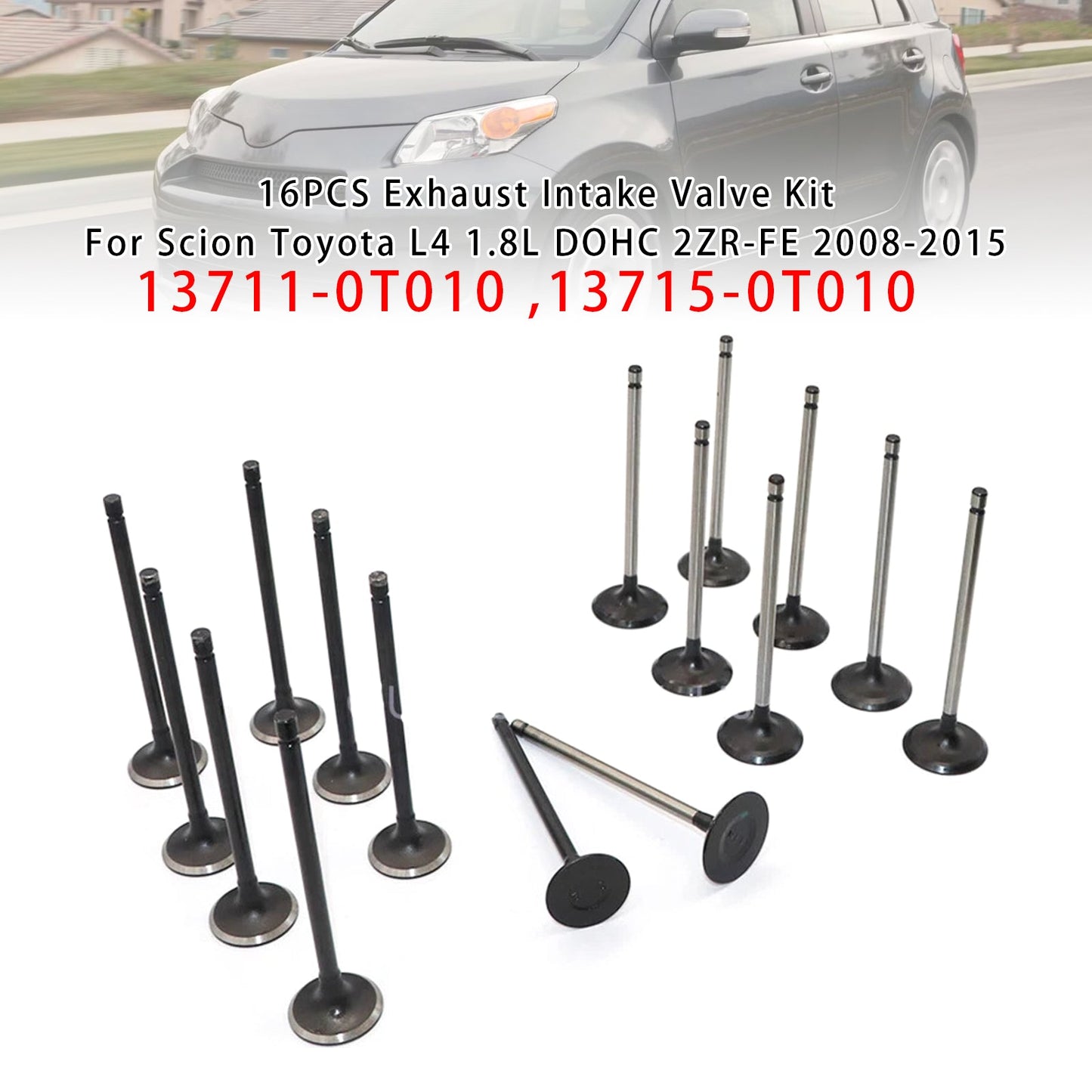 Kit de válvulas de admisión y escape de 16 piezas para Scion Toyota L4 1.8L DOHC 2ZR-FE 2008-2015