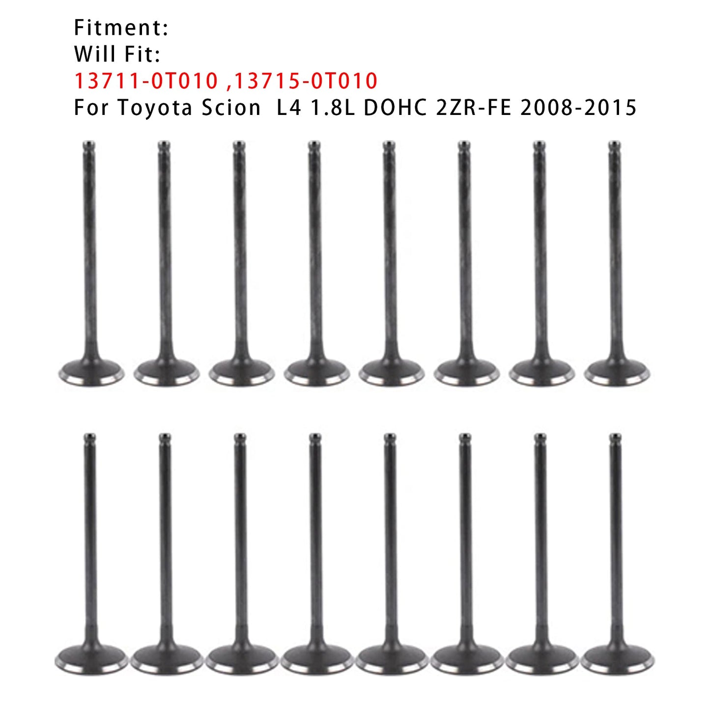 Kit de válvulas de admisión y escape de 16 piezas para Scion Toyota L4 1.8L DOHC 2ZR-FE 2008-2015