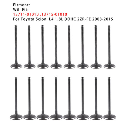16PCS Exhaust Intake Valve Kit For Scion Toyota L4 1.8L DOHC 2ZR-FE 2008-2015