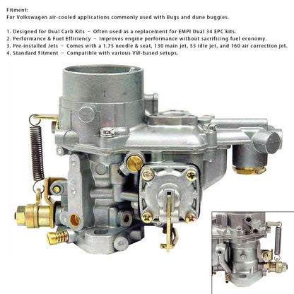 43-1016-1 34 Carburetor For VW Bug Dune Buggy Karmann Ghia