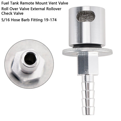 Fuel Tank Remote Mount Vent Valve Roll Over Valve External Rollover Check Valve 5/16 Hose Barb Fitting 19-174