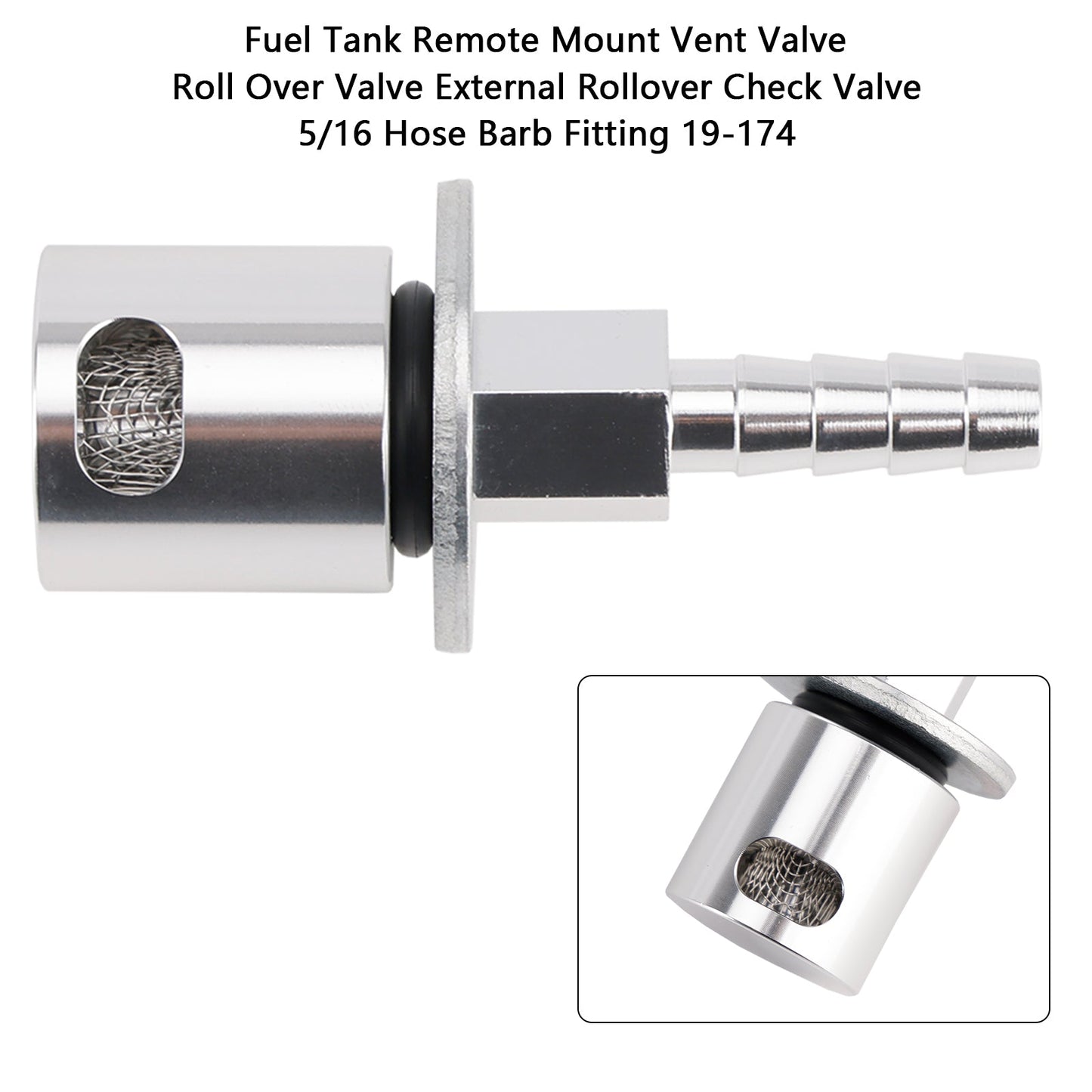 Fuel Tank Remote Mount Vent Valve Roll Over Valve External Rollover Check Valve 5/16 Hose Barb Fitting 19-174