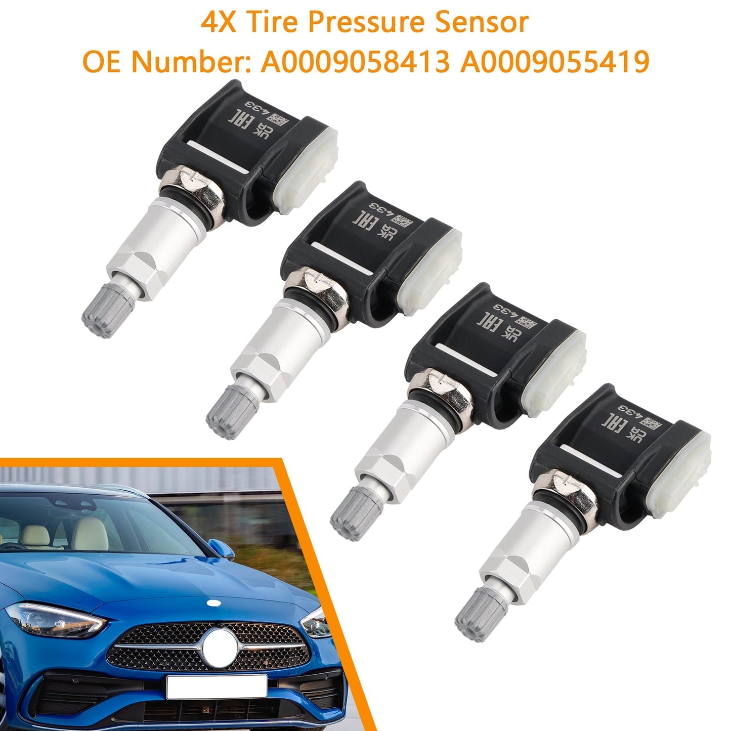 4x Tire Pressure Sensor A0009058413 A0009055419 For Mercedes E Class W214 S214