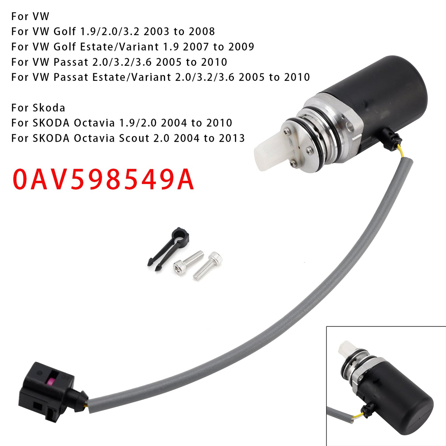 Audi SEAT Skoda Rear Differential Pump 0AV598549A
