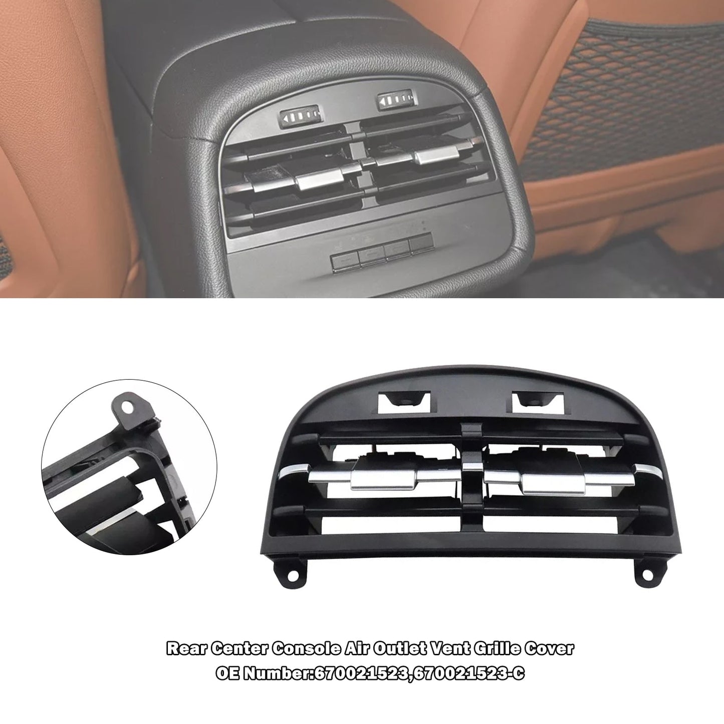 2014-2020 Maserati Ghibli 670021523 Rear Center Console Air Outlet Vent Grille Cover