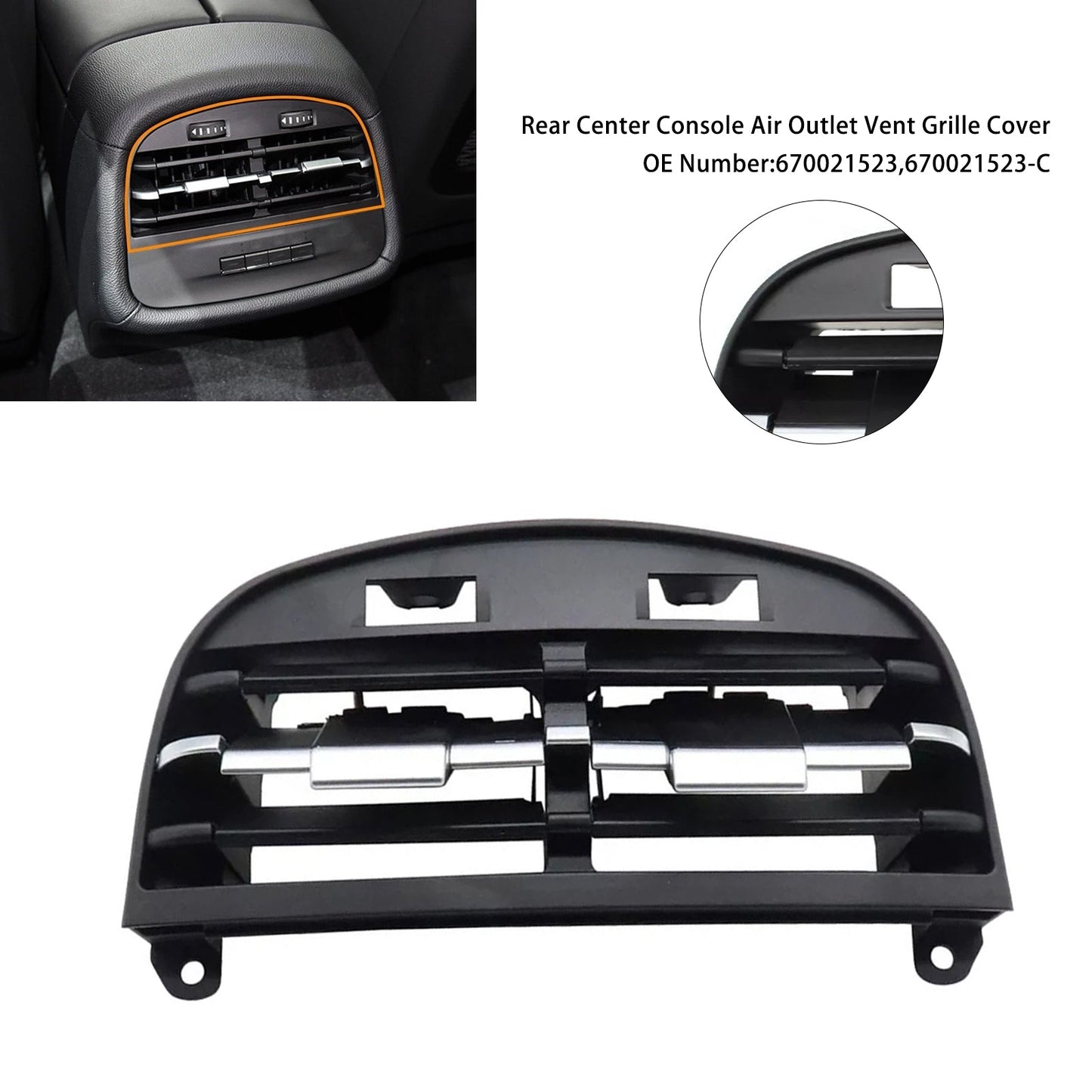 2014-2020 Maserati Ghibli 670021523 Rear Center Console Air Outlet Vent Grille Cover