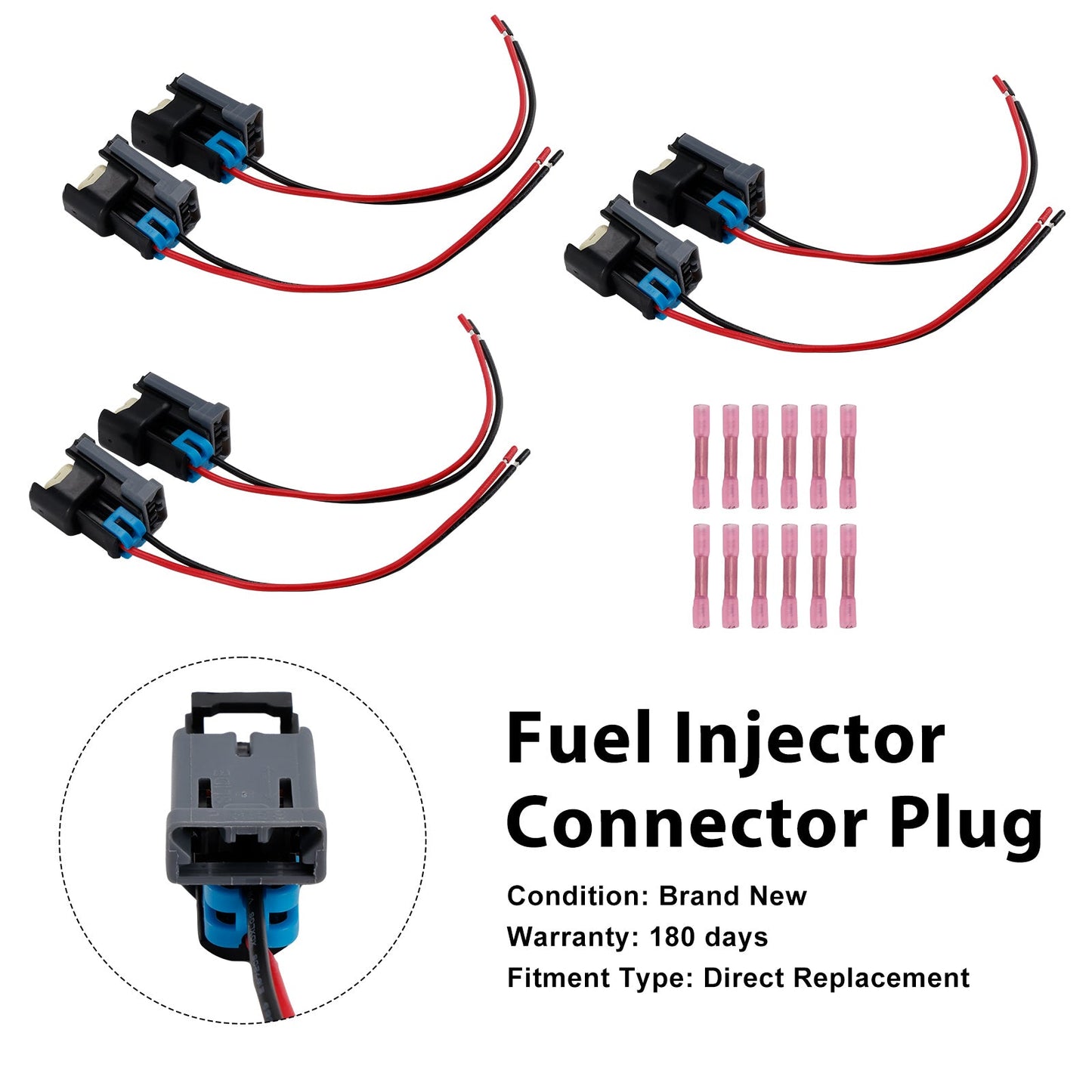 Chevy Ford 6PCS Fuel Injector Connector Pigtail Plug Wiring Harness