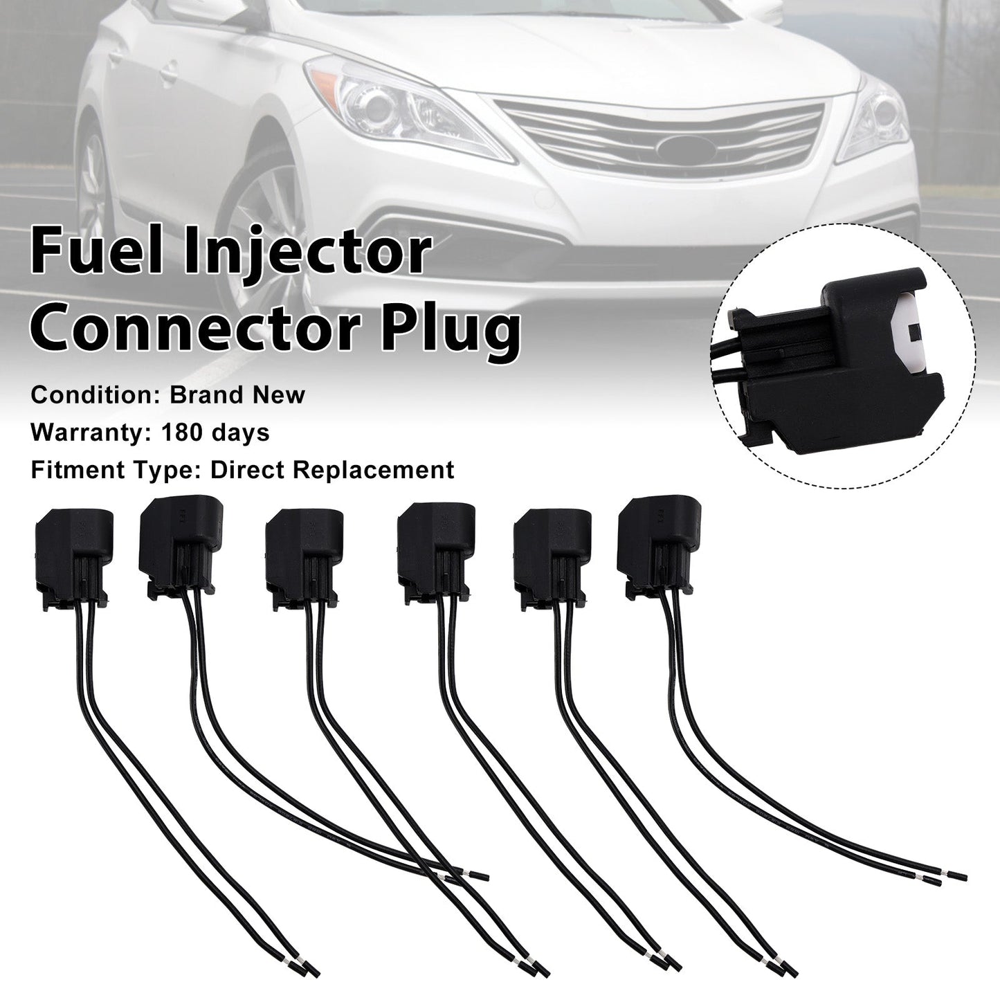Hyundai 6-EV6 Fuel Injector Connector Plug Clip Pigtail Quick Disconnect