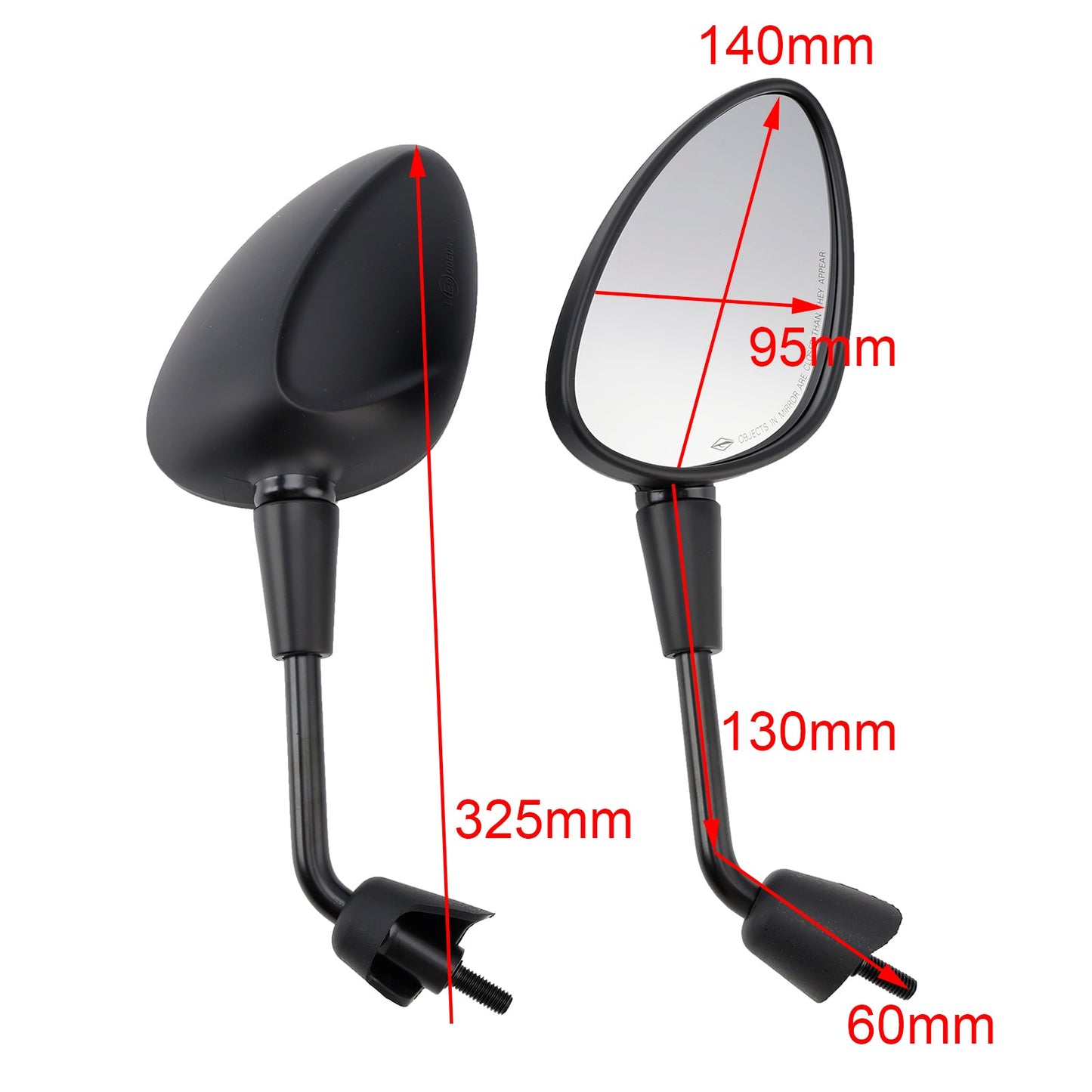 Vespa Sprint 50 125 150 Rearview Mirrors Left and Right M8 Shorty Black