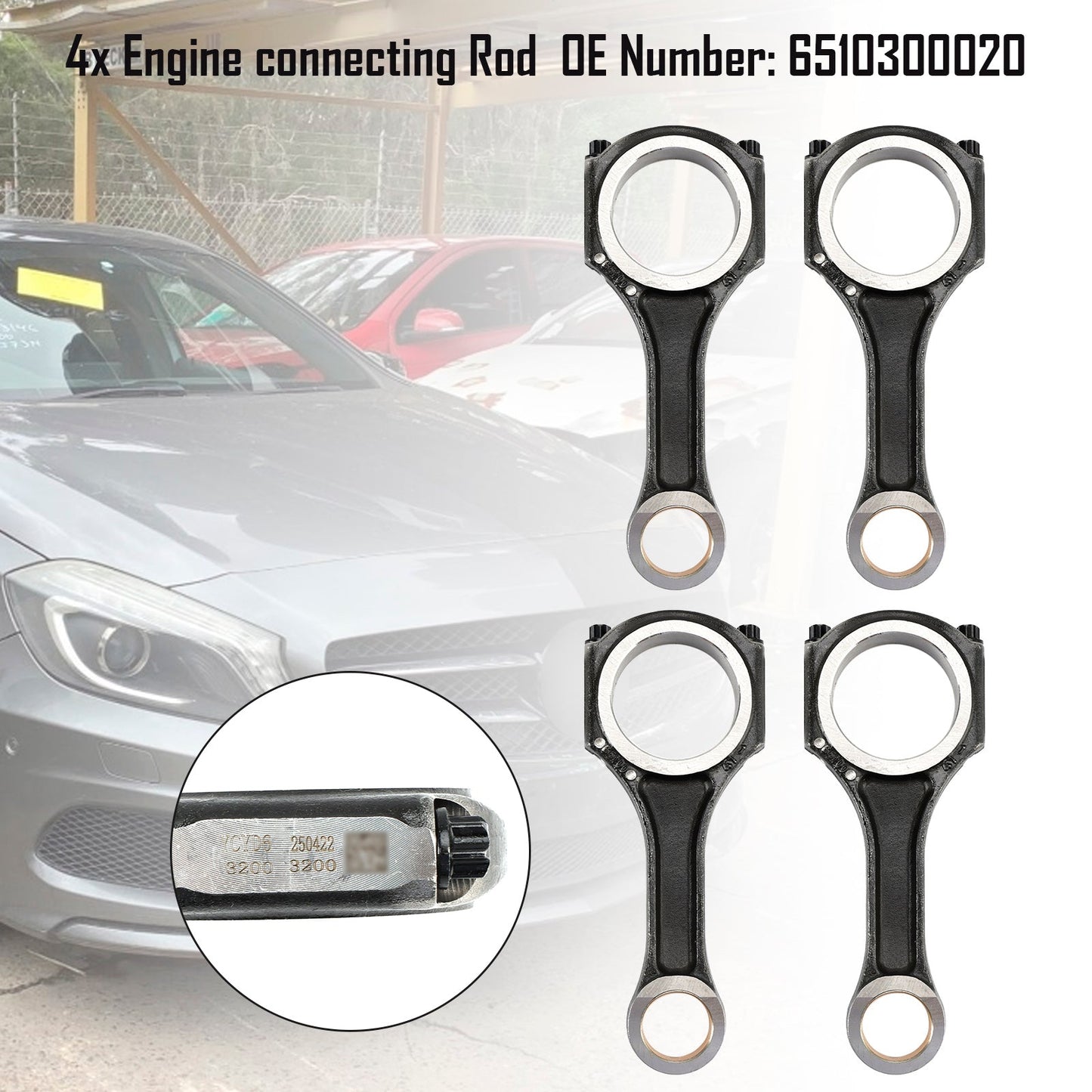 Mercedes-Benz OM651 W176 C117 W212 C218  4x Engine connecting Rod 6510300020
