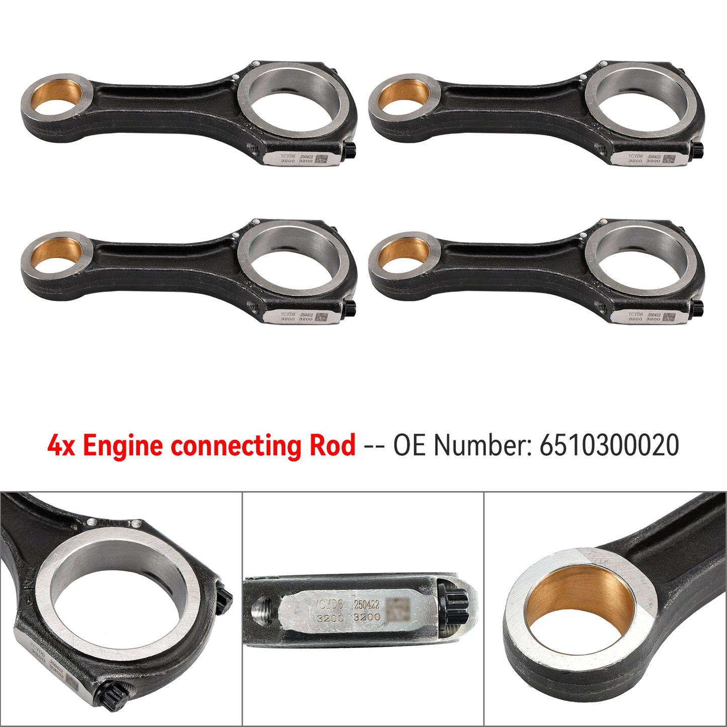 Mercedes-Benz OM651 W176 C117 W212 C218  4x Engine connecting Rod 6510300020