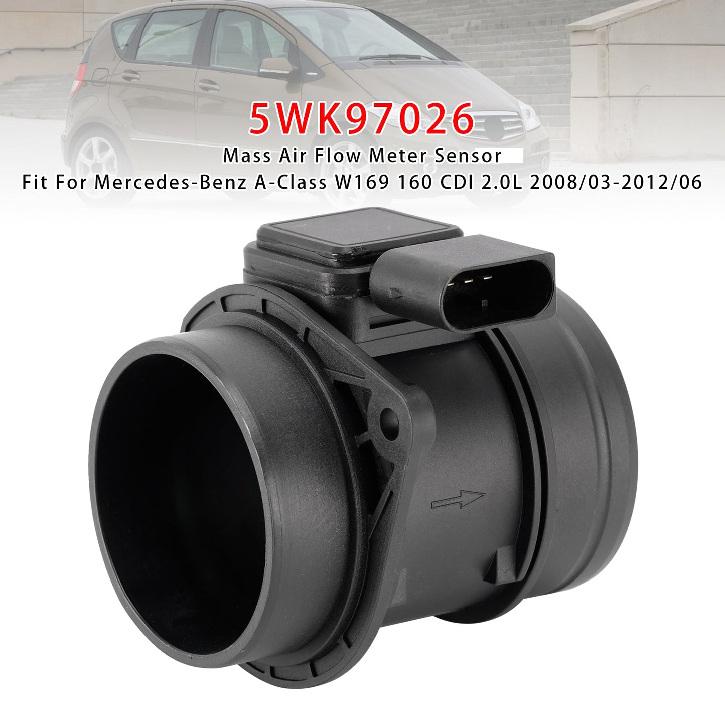 Mercedes-Benz A B W245 W169 5WK97026 Mass Air Flow Meter Sensor