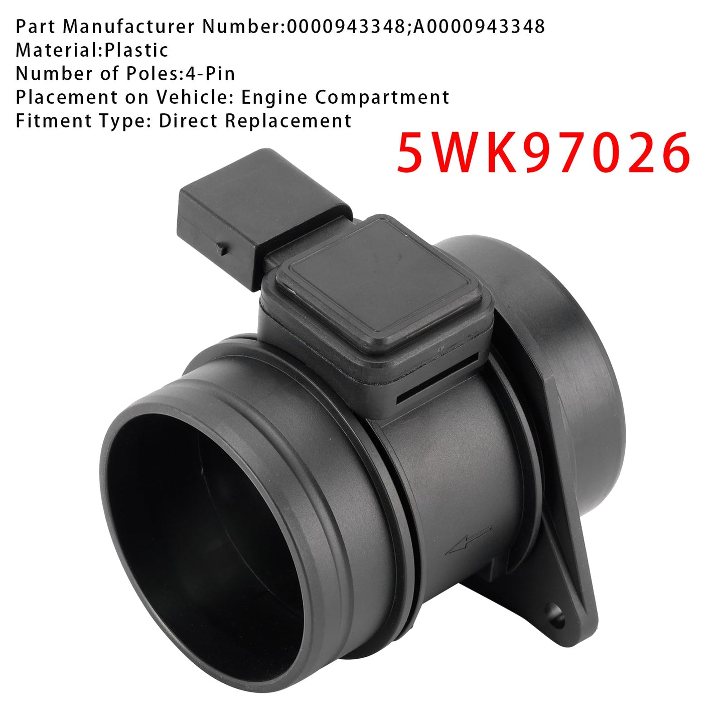 Mercedes-Benz A B W245 W169 5WK97026 Mass Air Flow Meter Sensor