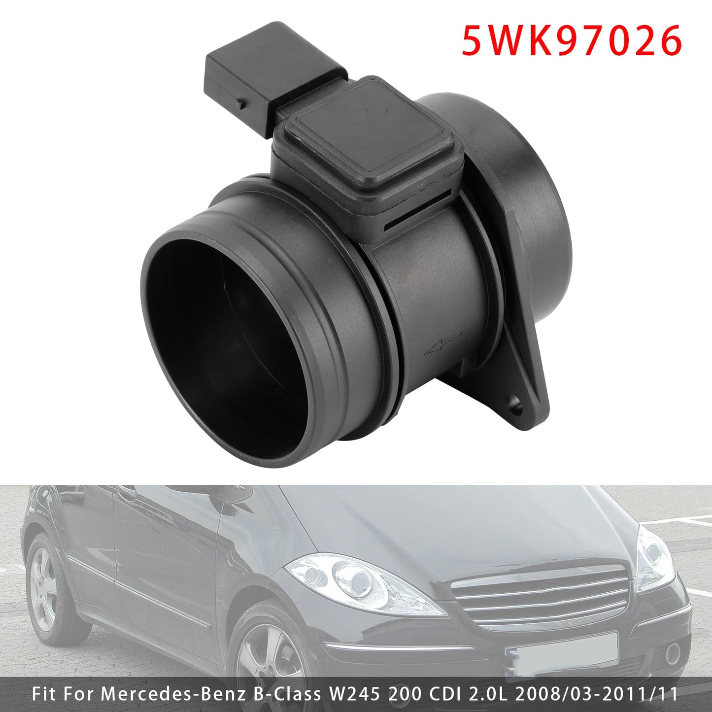 Mercedes-Benz A B W245 W169 5WK97026 Mass Air Flow Meter Sensor