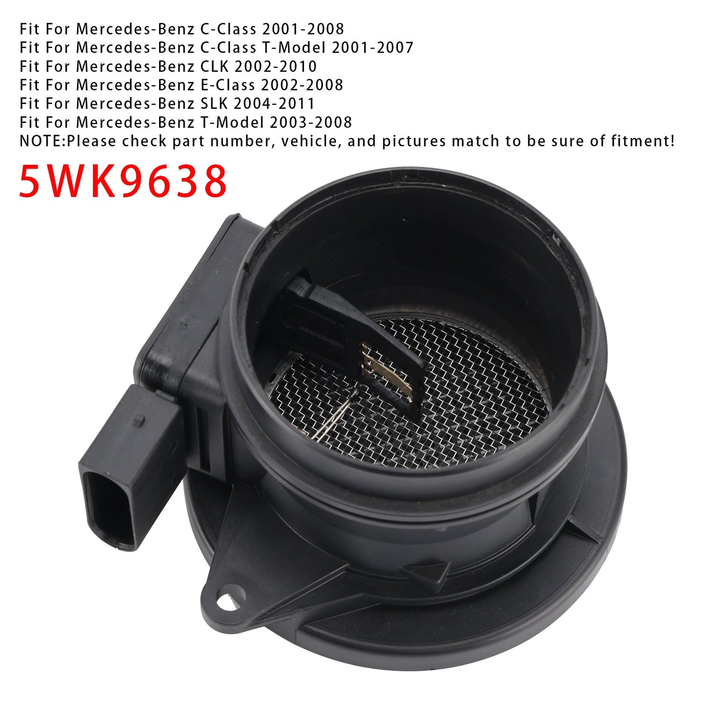 Mercedes-Benz W203 W211 C209 5WK9638 Mass Air Flow Meter Sensor