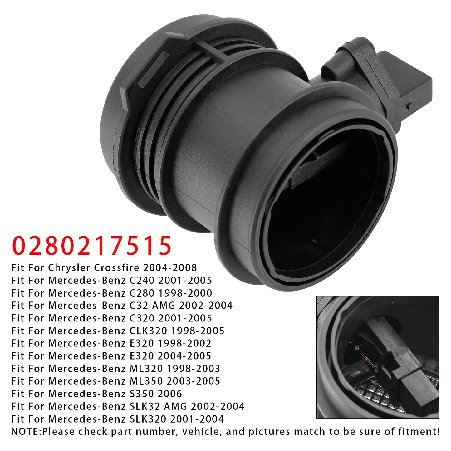Mercedes-Benz ML320 E320 C320 W208 0280217515 Mass Air Flow Meter Sensor