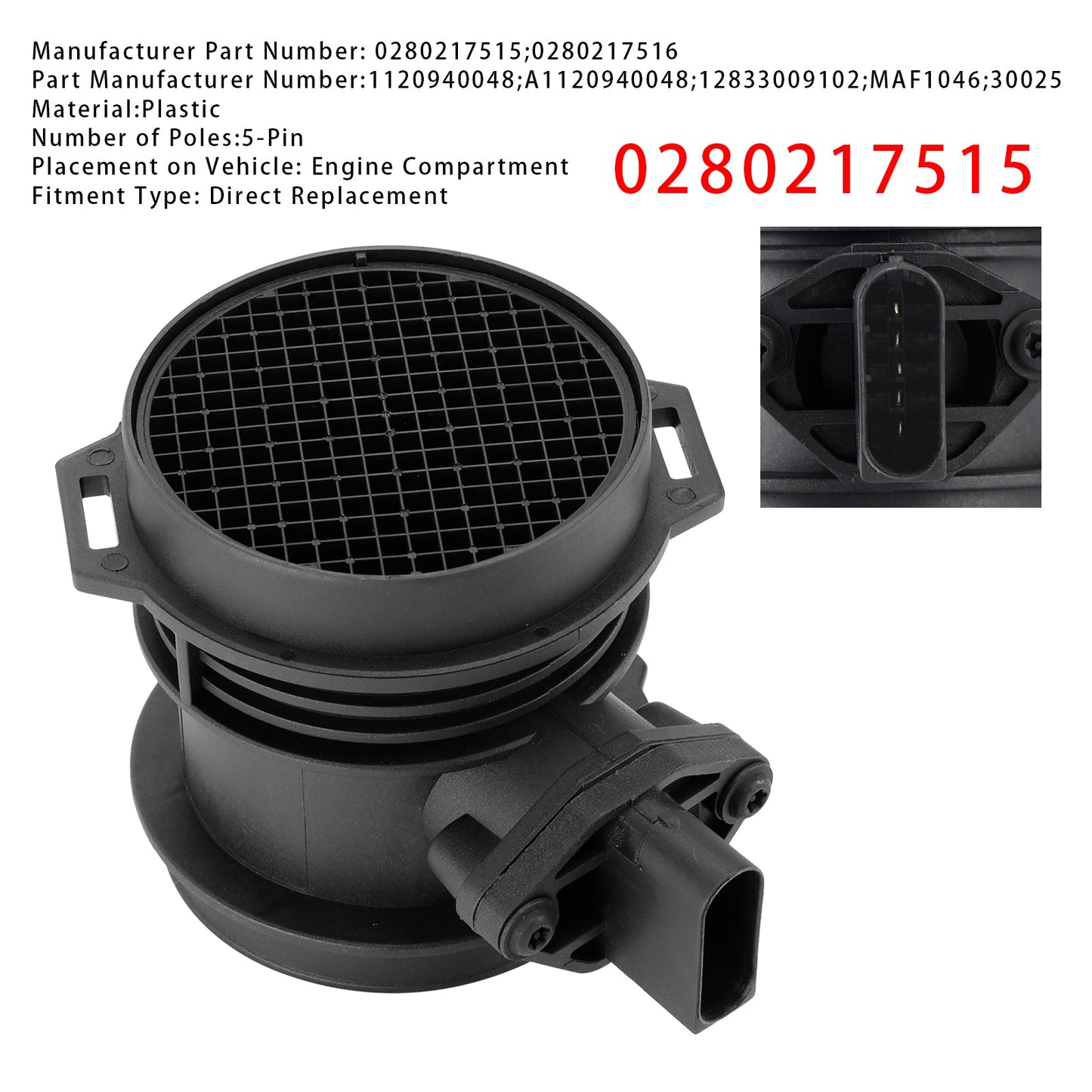 Mercedes-Benz ML320 E320 C320 W208 0280217515 Mass Air Flow Meter Sensor