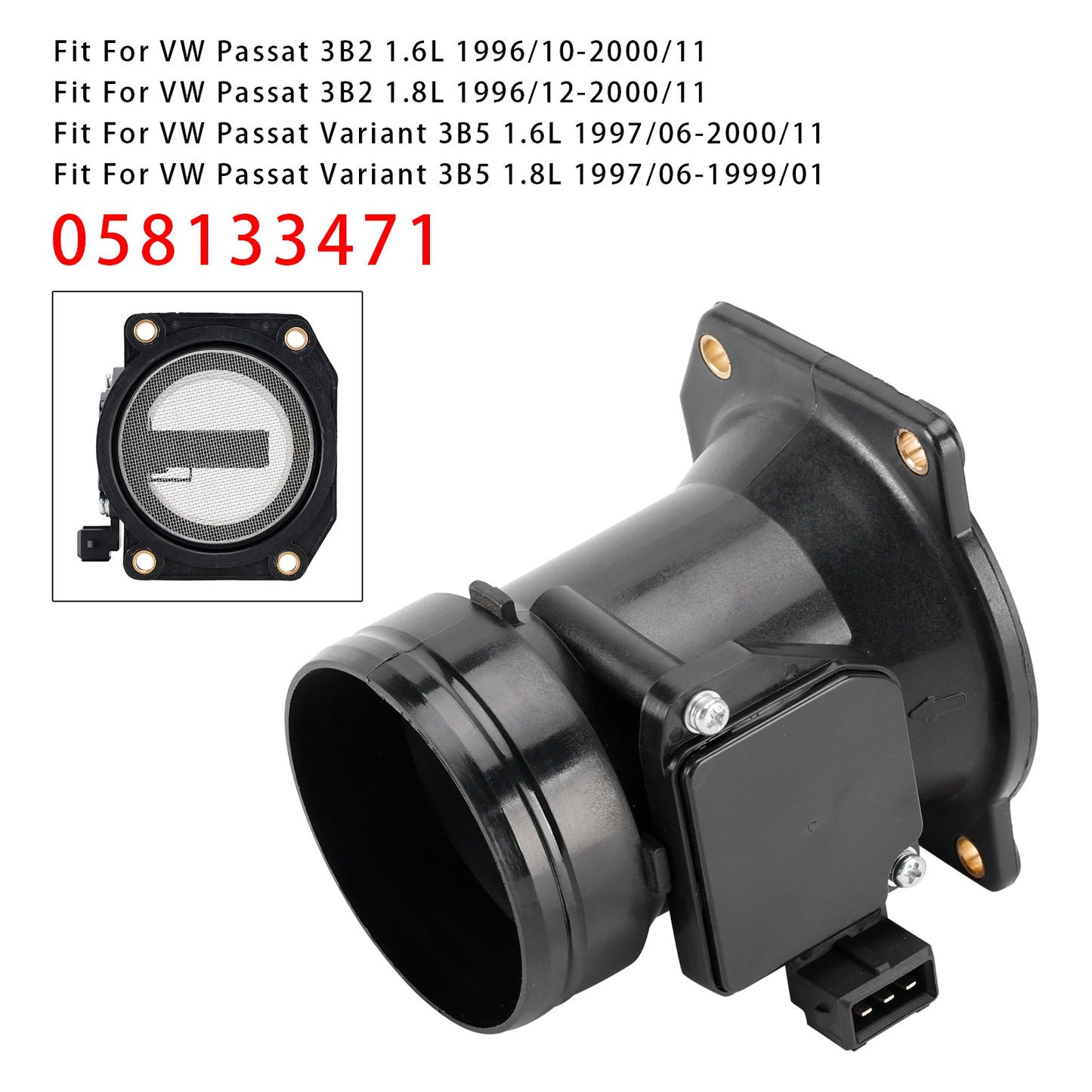 Audi A4 B5 A6 C5 VW Passat 3B 1.8L 058133471 Mass Air Flow Meter Sensor
