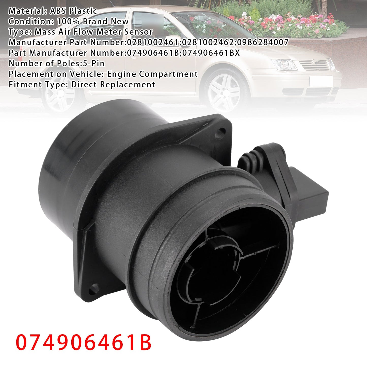 Audi A4 Golf IV VW Passat 3B Jetta III 074906461B Mass Air Flow Meter Sensor