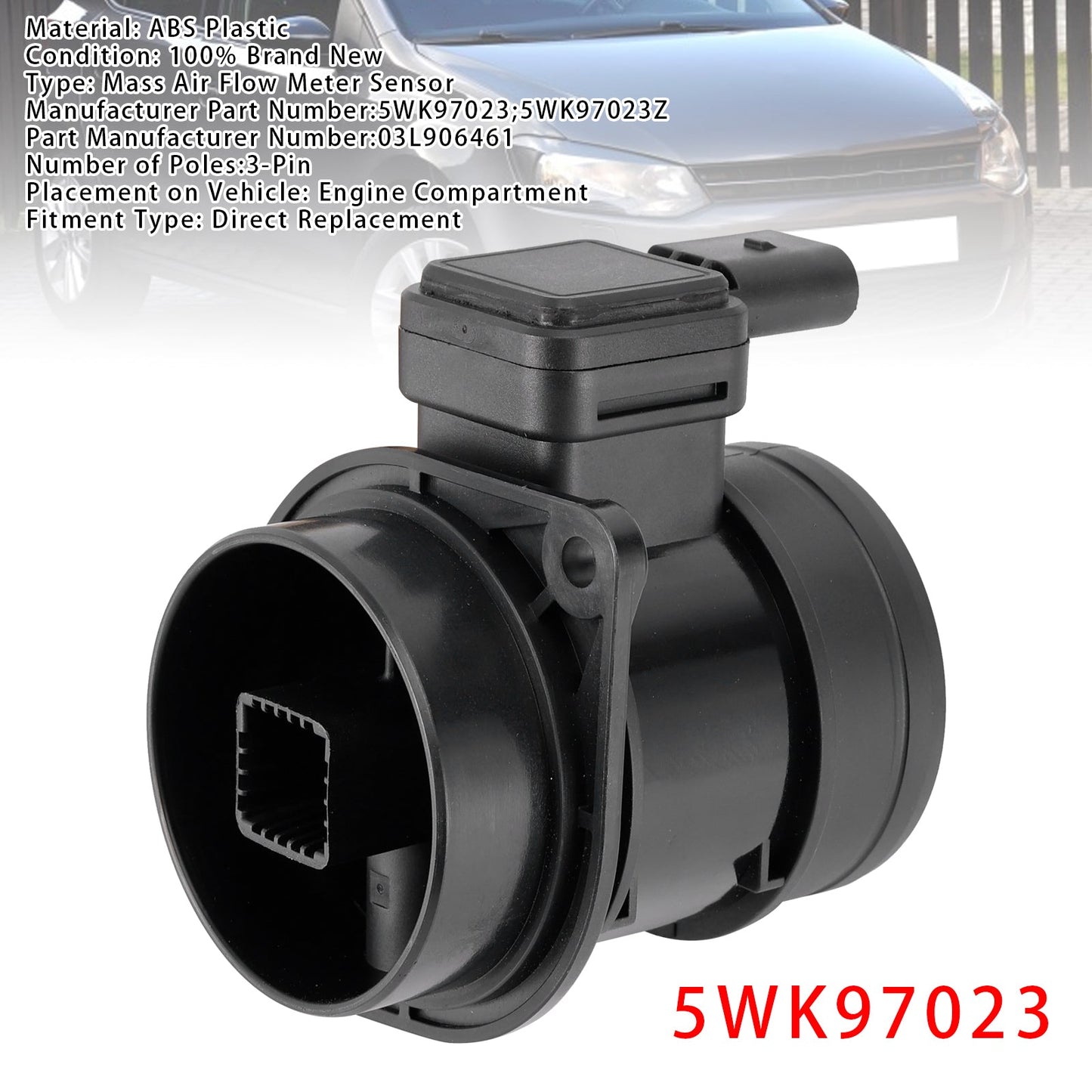 VW Golf VI Audi A1 Seat Leon 1.6TDI 5WK97023 Mass Air Flow Meter Sensor