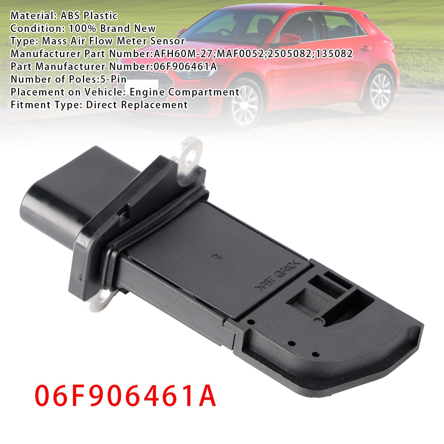 Audi A4 B7 S3 TT VW Golf GTI 2.0T 06F906461A Mass Air Flow Meter Sensor