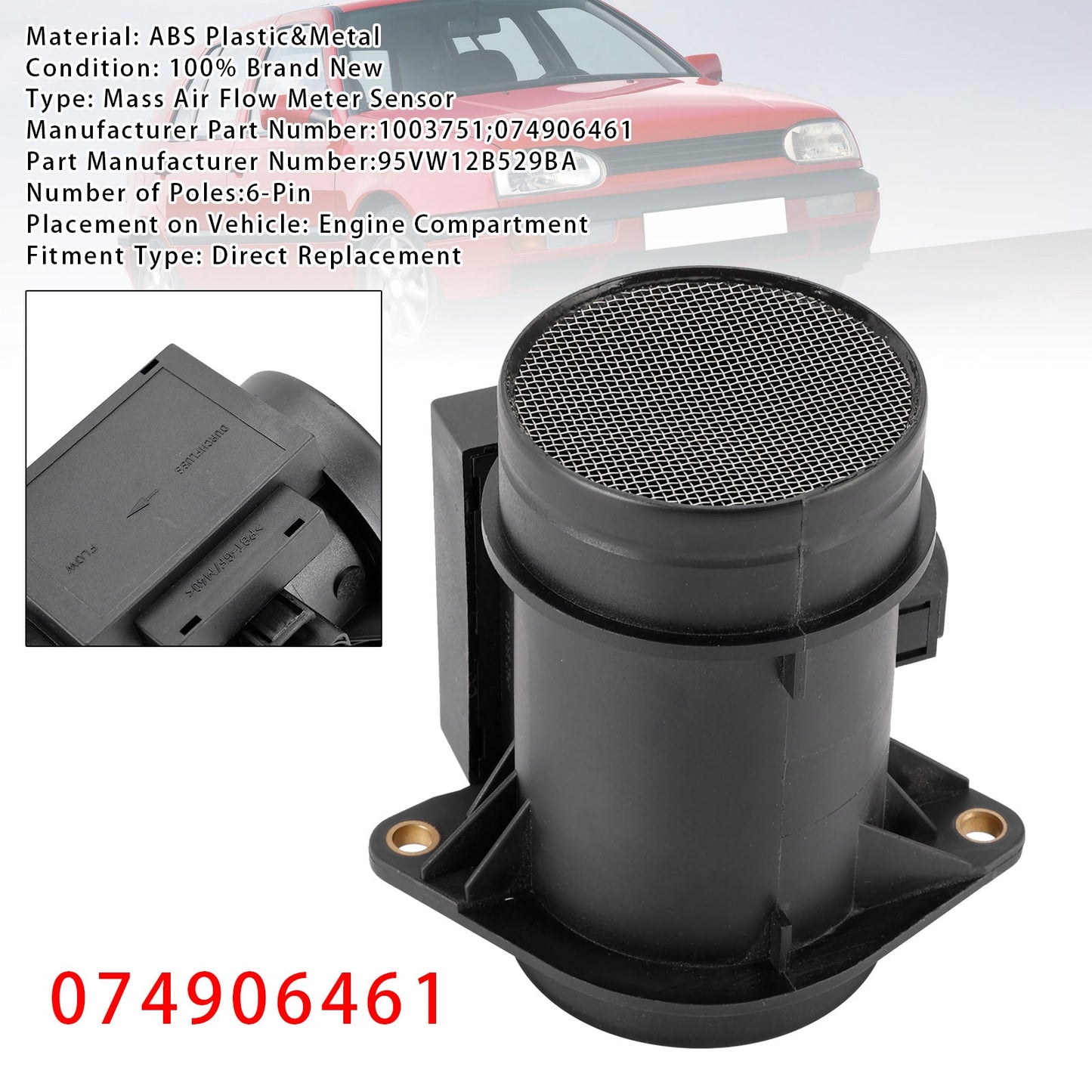 Audi A3 8L1 VW Golf IV Passat B5 074906461 Mass Air Flow Meter Sensor
