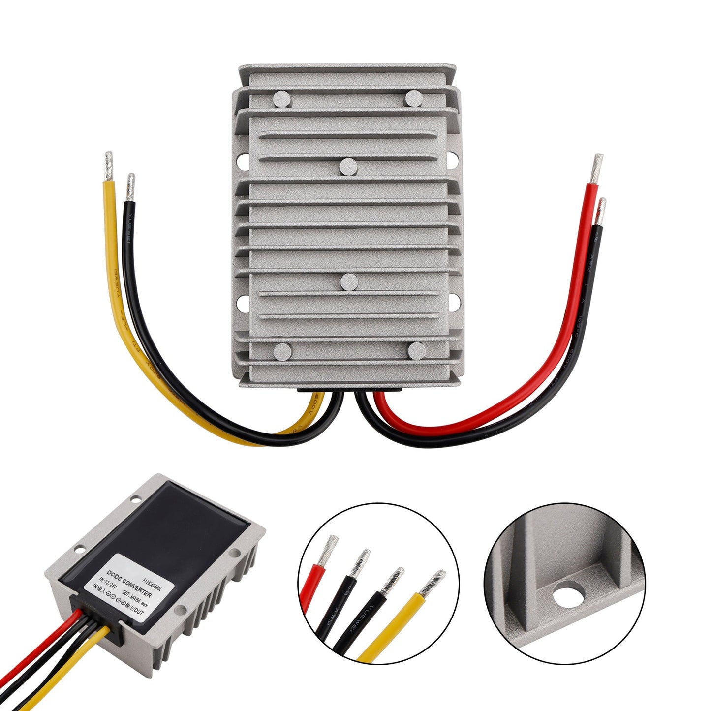 Regulador convertidor CC/CC impermeable de 12 V/24 V a 36 V, 6 A y 216 W