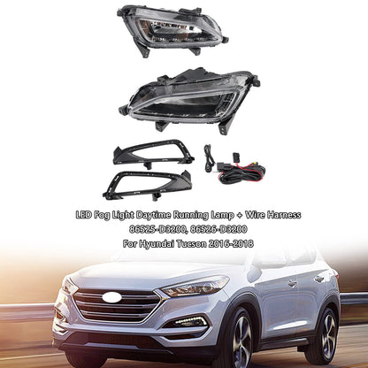 2016-2018 Hyundai Tucson LED Fog Light Daytime Running Lamp + Wire Harness