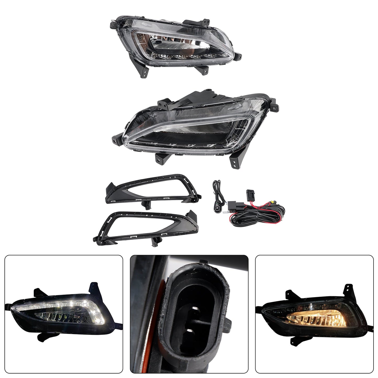 2016-2018 Hyundai Tucson LED Fog Light Daytime Running Lamp + Wire Harness