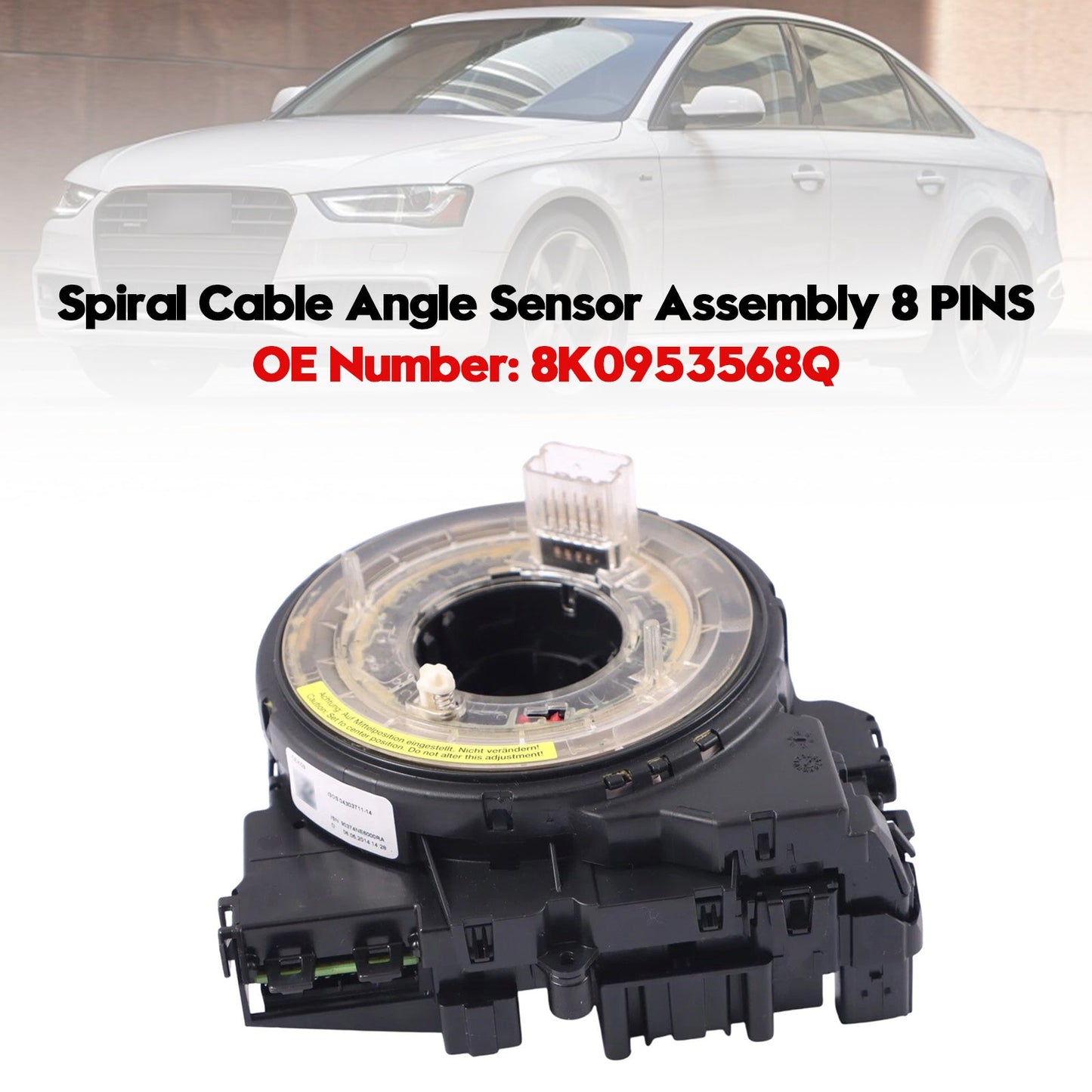 2009-2016 Audi A4 A5 8K0953568Q 8 PINS Spiral Cable Angle Sensor Assembly 8 PINS