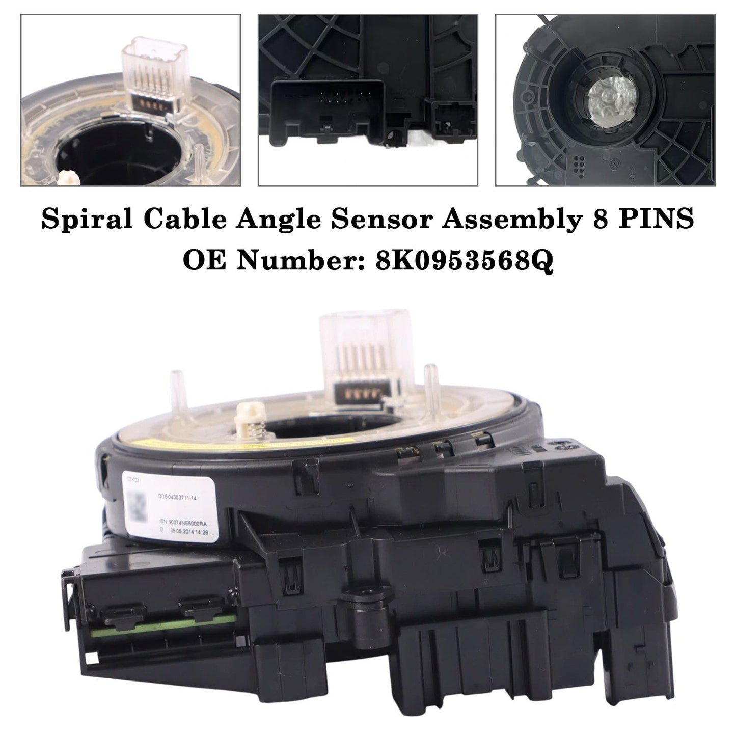 2009-2016 Audi A4 A5 8K0953568Q 8 PINS Spiral Cable Angle Sensor Assembly 8 PINS