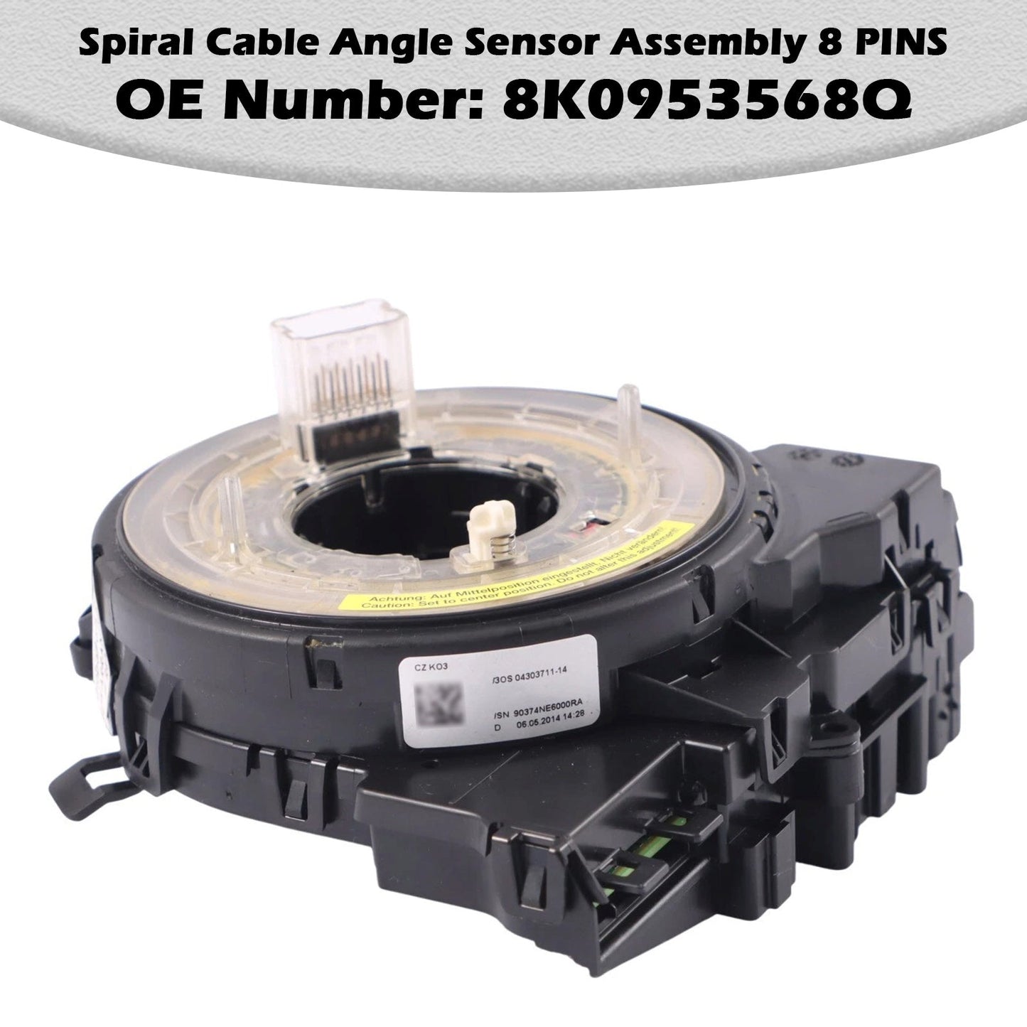 2009-2016 Audi A4 A5 8K0953568Q 8 PINS Spiral Cable Angle Sensor Assembly 8 PINS