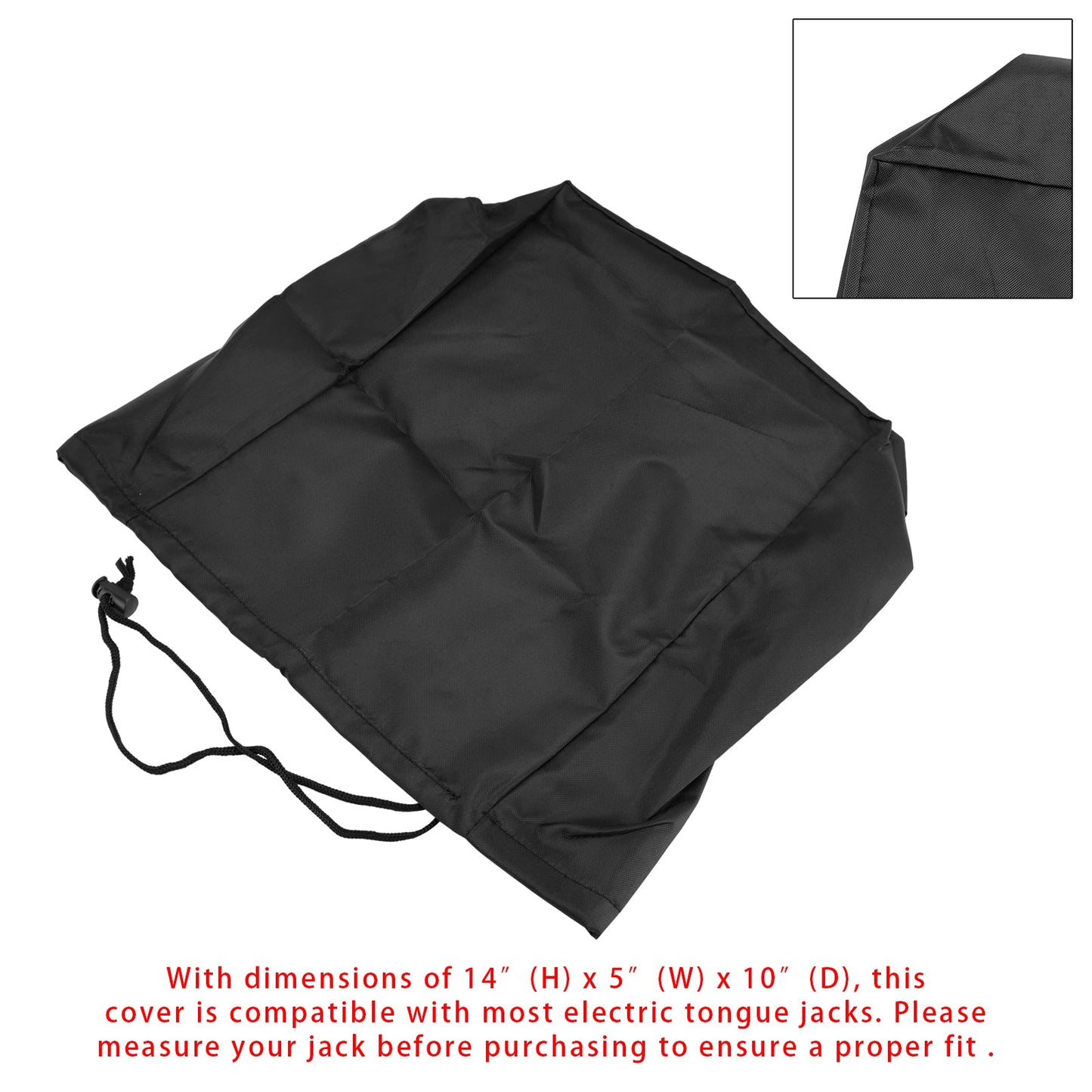 Electric Tongue Jack Cover 210D Universal Trailer RV Electric Tongue Jack Protective Cover Size 14″H x 5″W x 10″D
