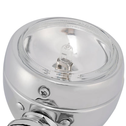 Motorcycle Beam Headlight Fog Lamp Custom Chrome Fits For Racer Bobber Chopper