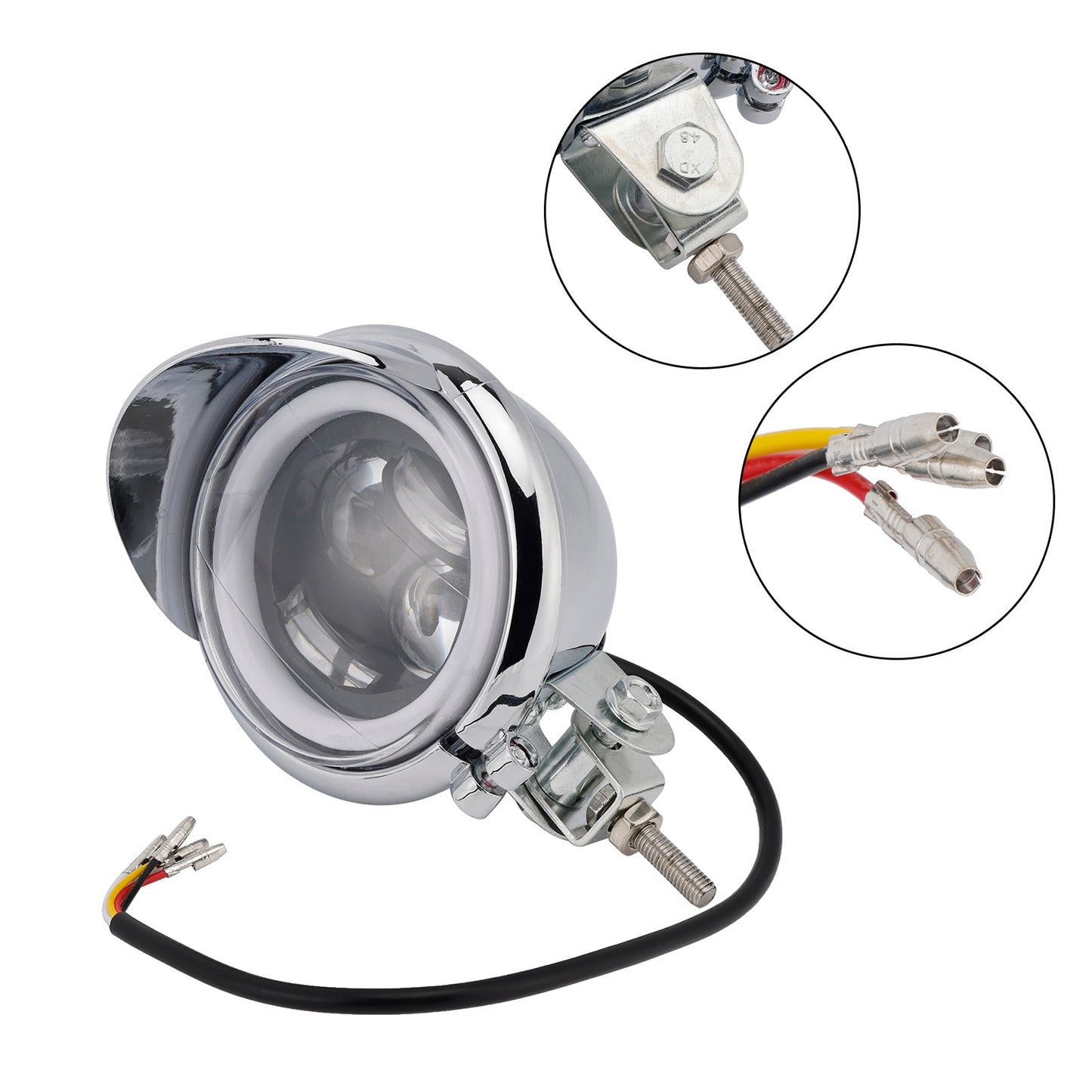 Racer Bobber Chopper Motor Cycle Beam Headlight Fog Lamp Custom Chrome Fits For Racer Bobber Chopper