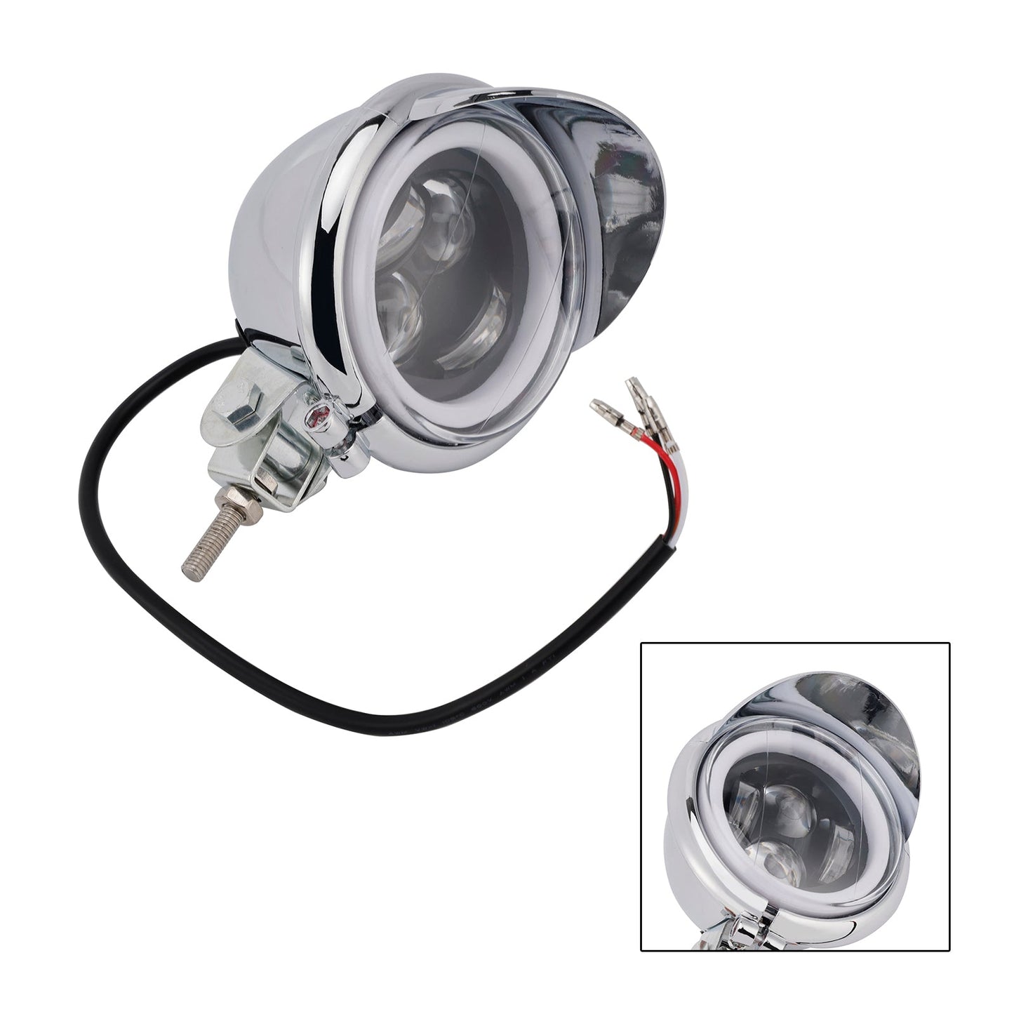 Racer Bobber Chopper Motor Cycle Beam Headlight Fog Lamp Custom Chrome Fits For Racer Bobber Chopper