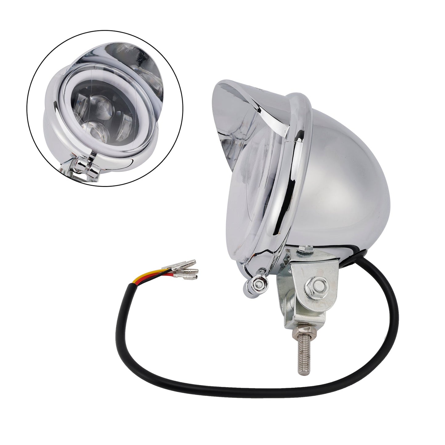 Racer Bobber Chopper Motor Cycle Beam Headlight Fog Lamp Custom Chrome Fits For Racer Bobber Chopper