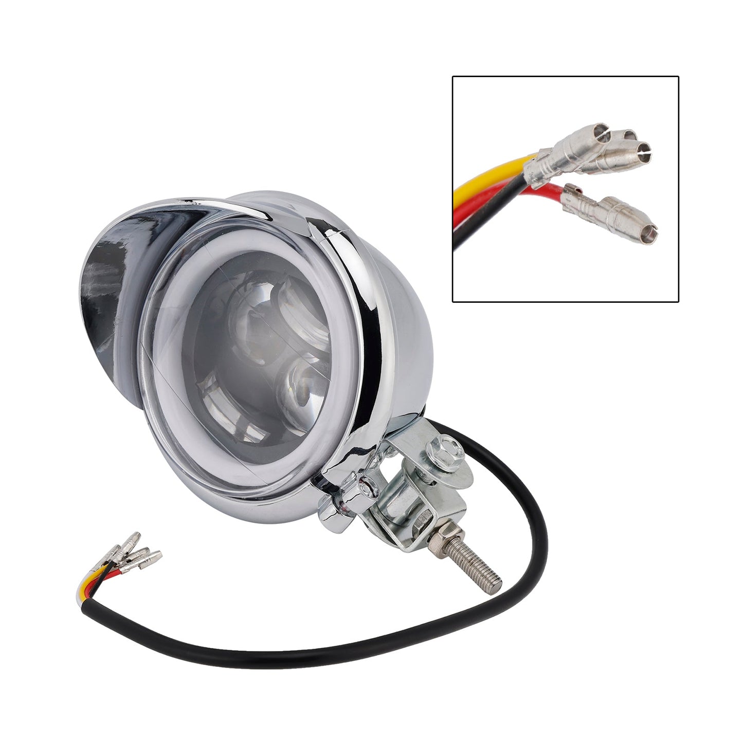 Racer Bobber Chopper Motor Cycle Beam Headlight Fog Lamp Custom Chrome Fits For Racer Bobber Chopper