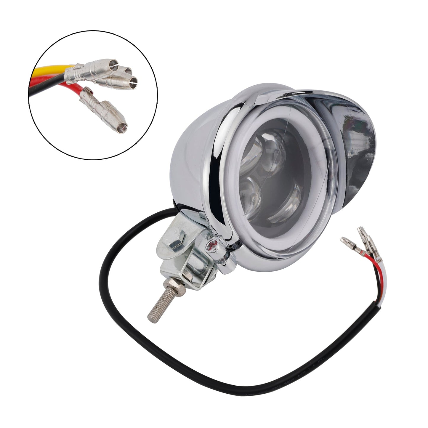 Racer Bobber Chopper Motor Cycle Beam Headlight Fog Lamp Custom Chrome Fits For Racer Bobber Chopper