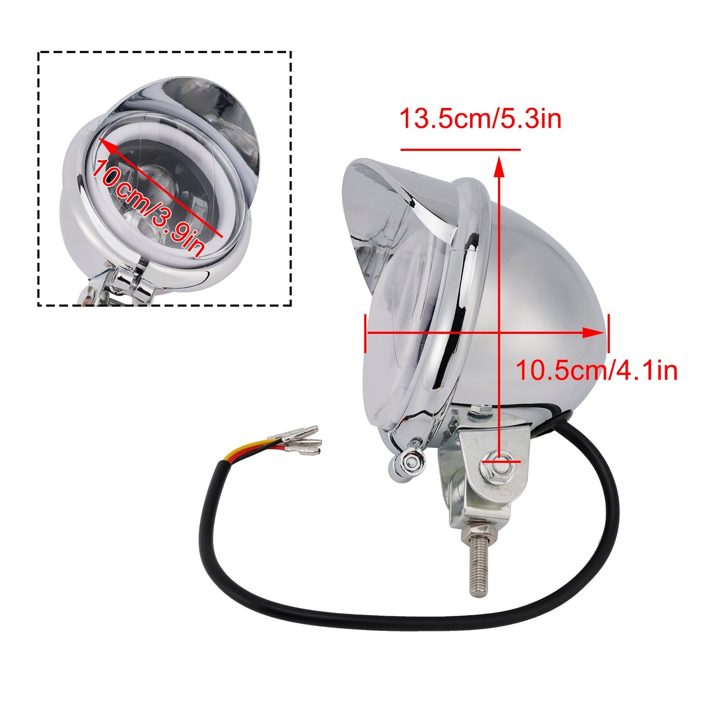 Racer Bobber Chopper Motor Cycle Beam Headlight Fog Lamp Custom Chrome Fits For Racer Bobber Chopper