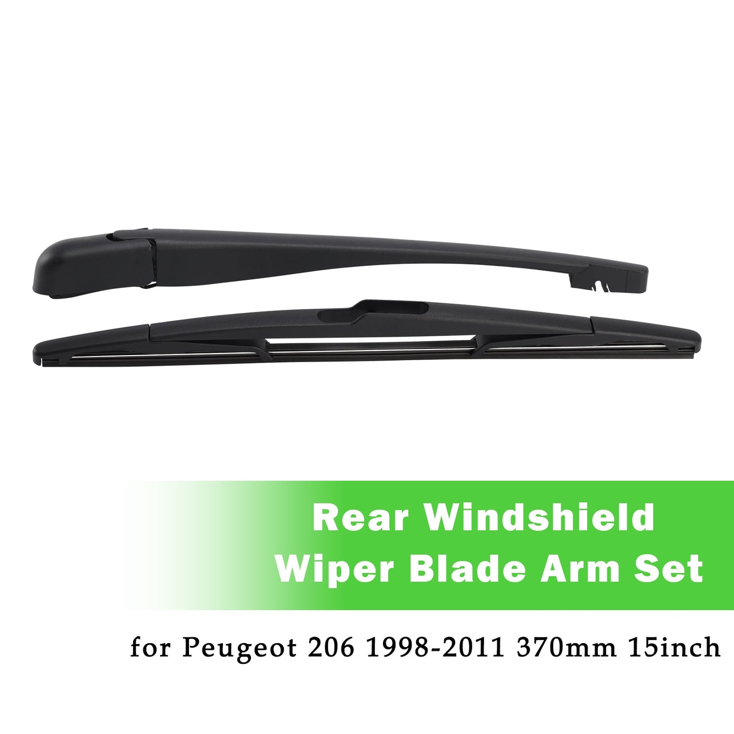 Peugeot 206 1998-2011 370mm 15inch Rear Windshield Wiper Blade Arm Set