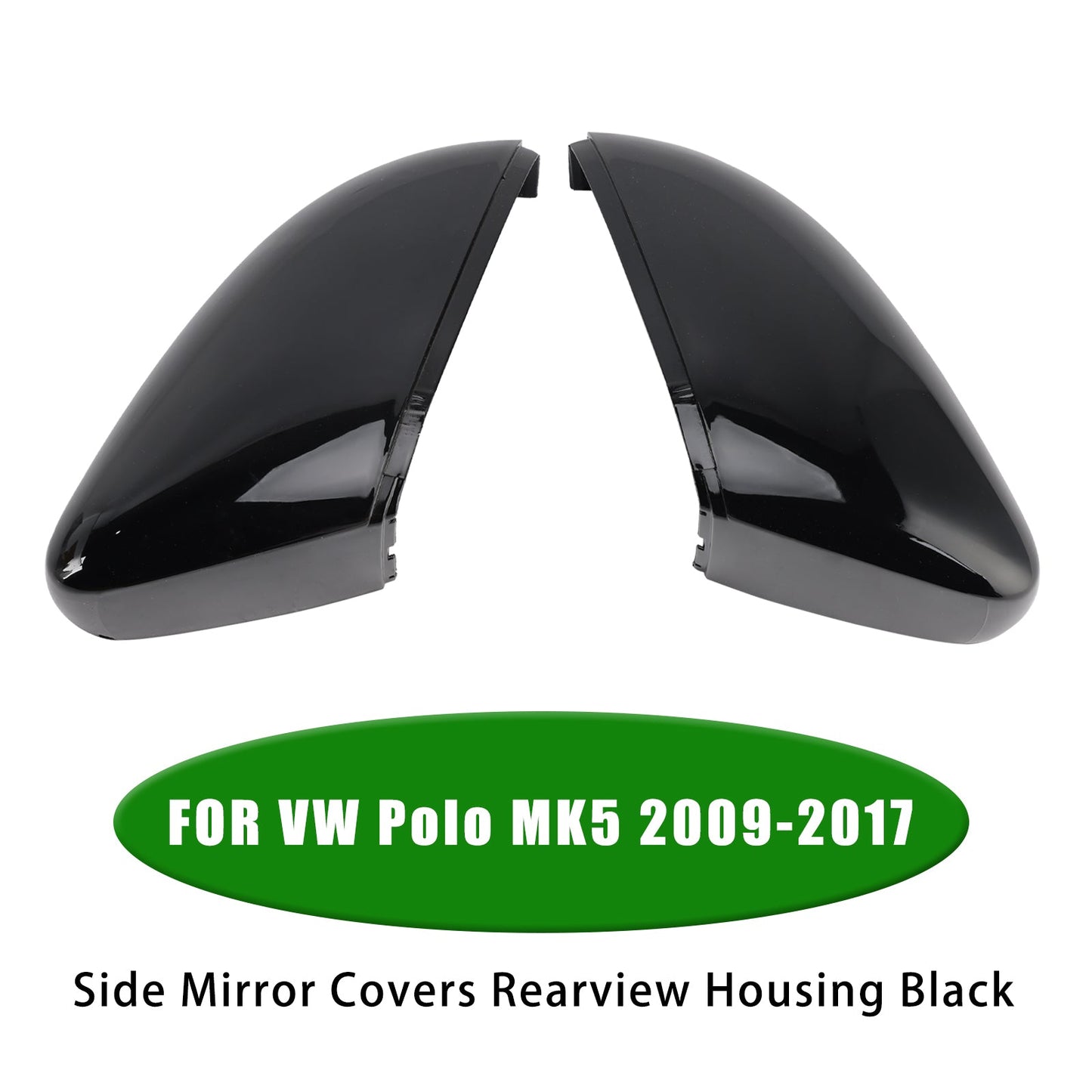 VW Polo MK5 2009-2017 Side Mirror Covers Rearview Housing Black 6R0857538B