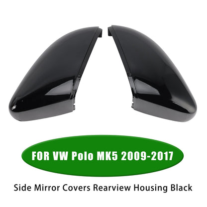 VW Polo MK5 2009-2017 Side Mirror Covers Rearview Housing Black 6R0857538B