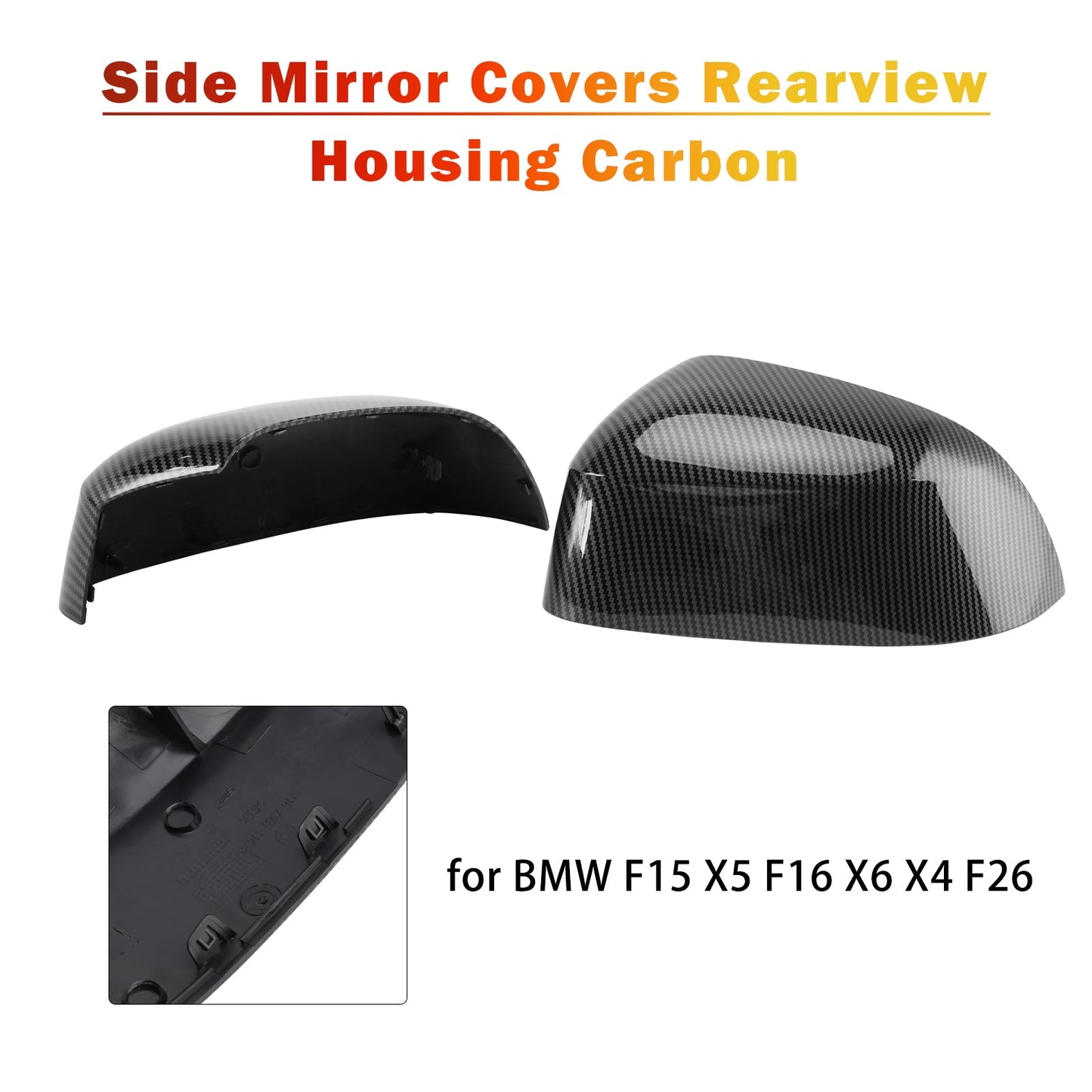 BMW F15 X5 F16 X6 X4 F26 Side Mirror Covers Rearview Housing Carbon 51167365113 51167365114